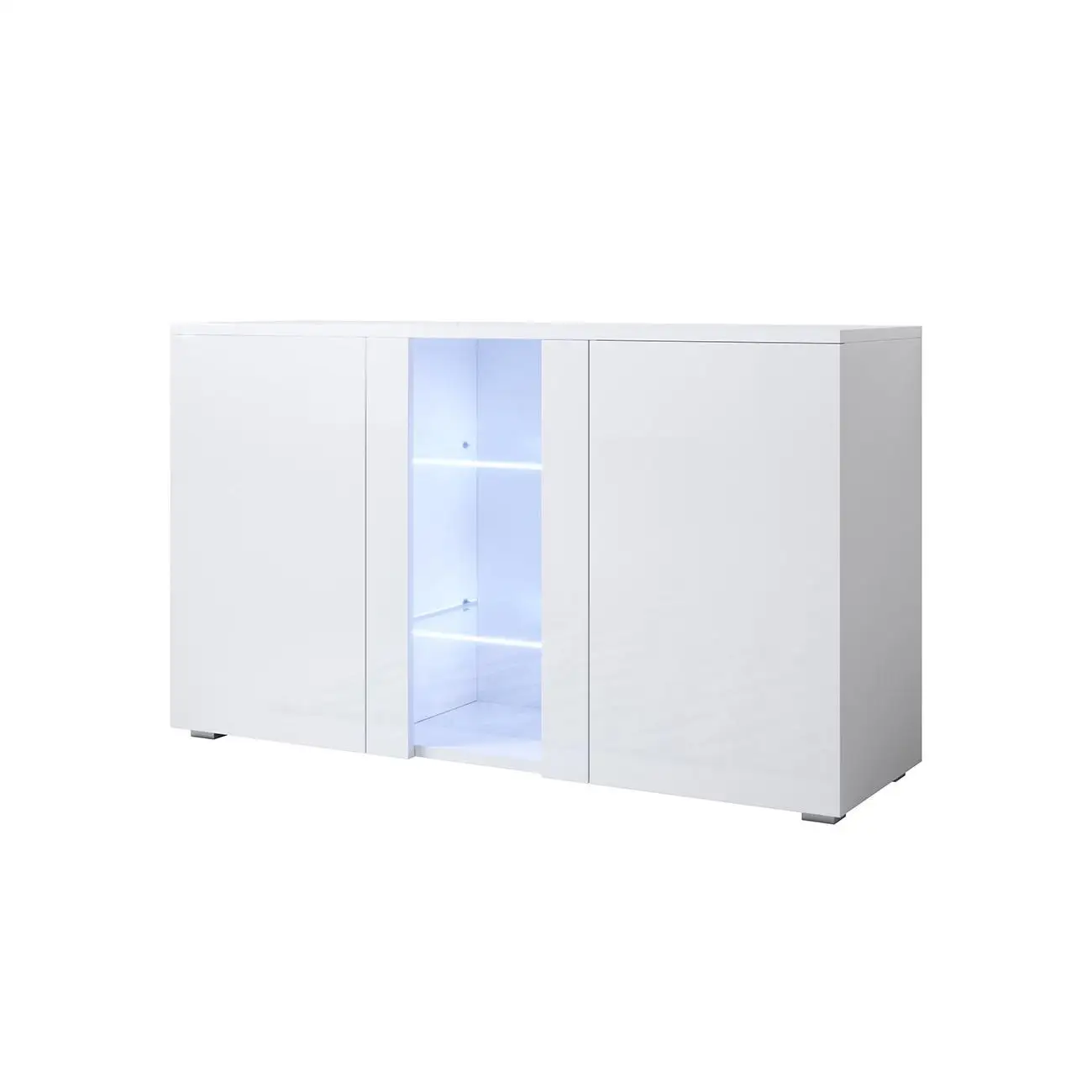 MB Muebles Bonitos - Aparador de salón, LED, Ancho 120cm, Colgante, Patas 2cm o 12cm, 2 puertas, 1 vitrina, Modelo Luke A1