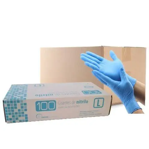 Pack of 10 packs of powder-free blue nitrile gloves size L