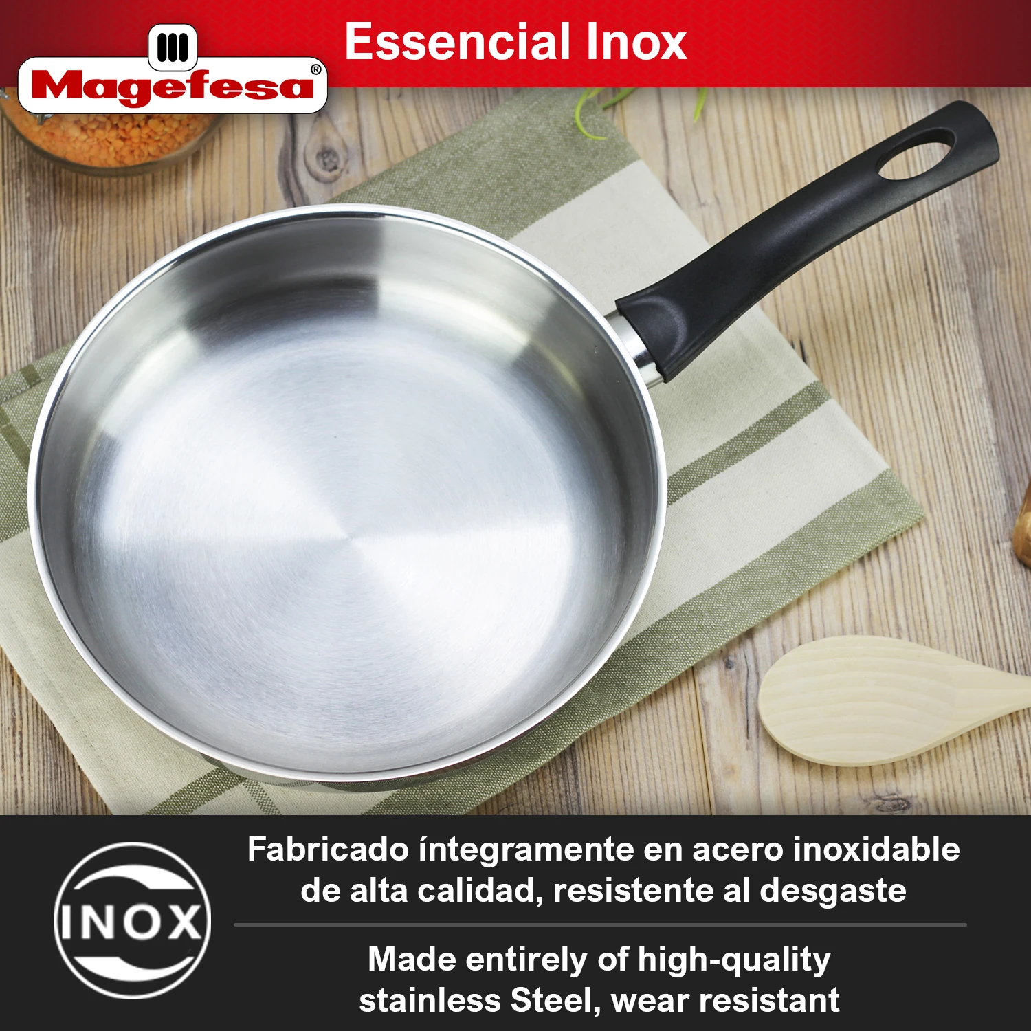 MAGEFESA®Inox 20 + 24 + 28cm Pan Pan Pan set with uncoated, non-stick, eco-friendly, healthy, made of stainless steel, for all kinds of induction cookers included