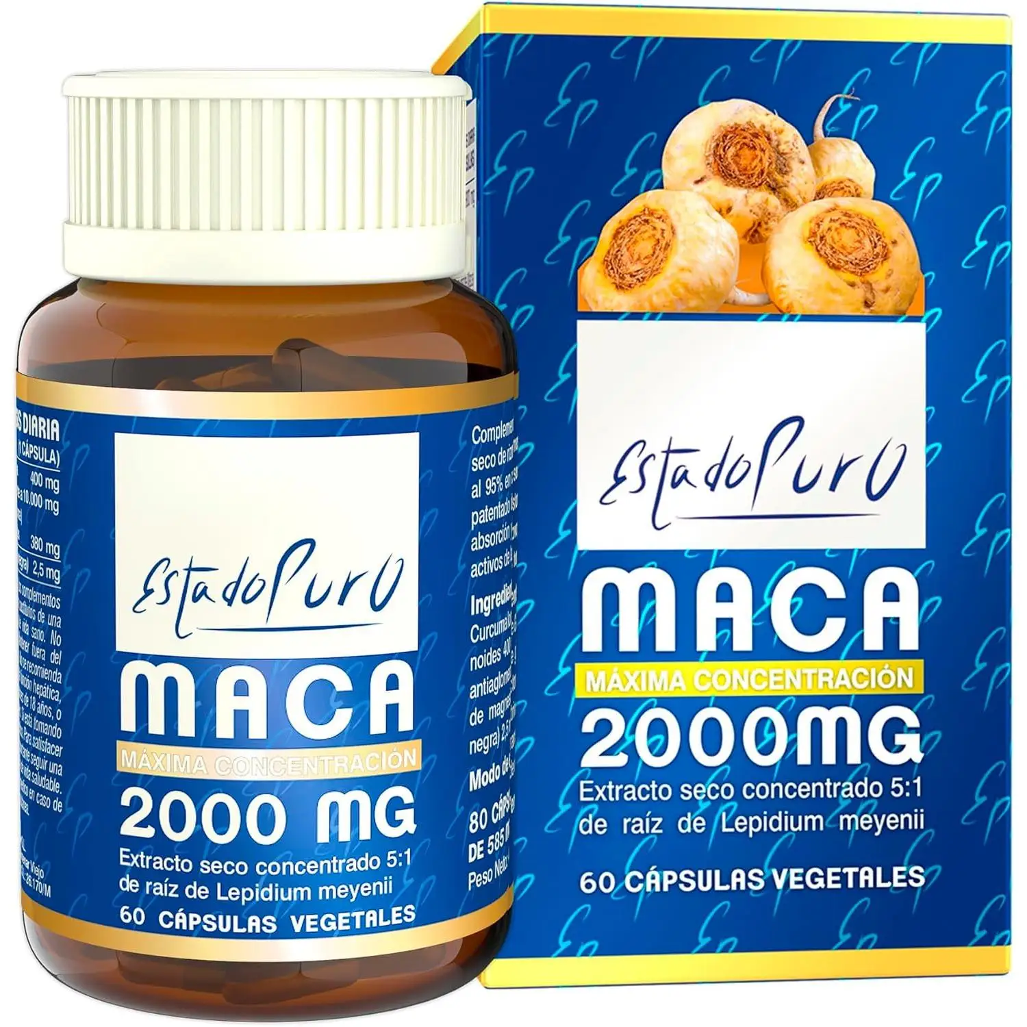 Maca Andina Estado Puro 2000mg - Extracto Nativo 5:1 Macatonic de Producción Sostenible - Energía Mantenida y Vigorizante Natural - Apto Veganos - 60 Cápsulas de Tongil