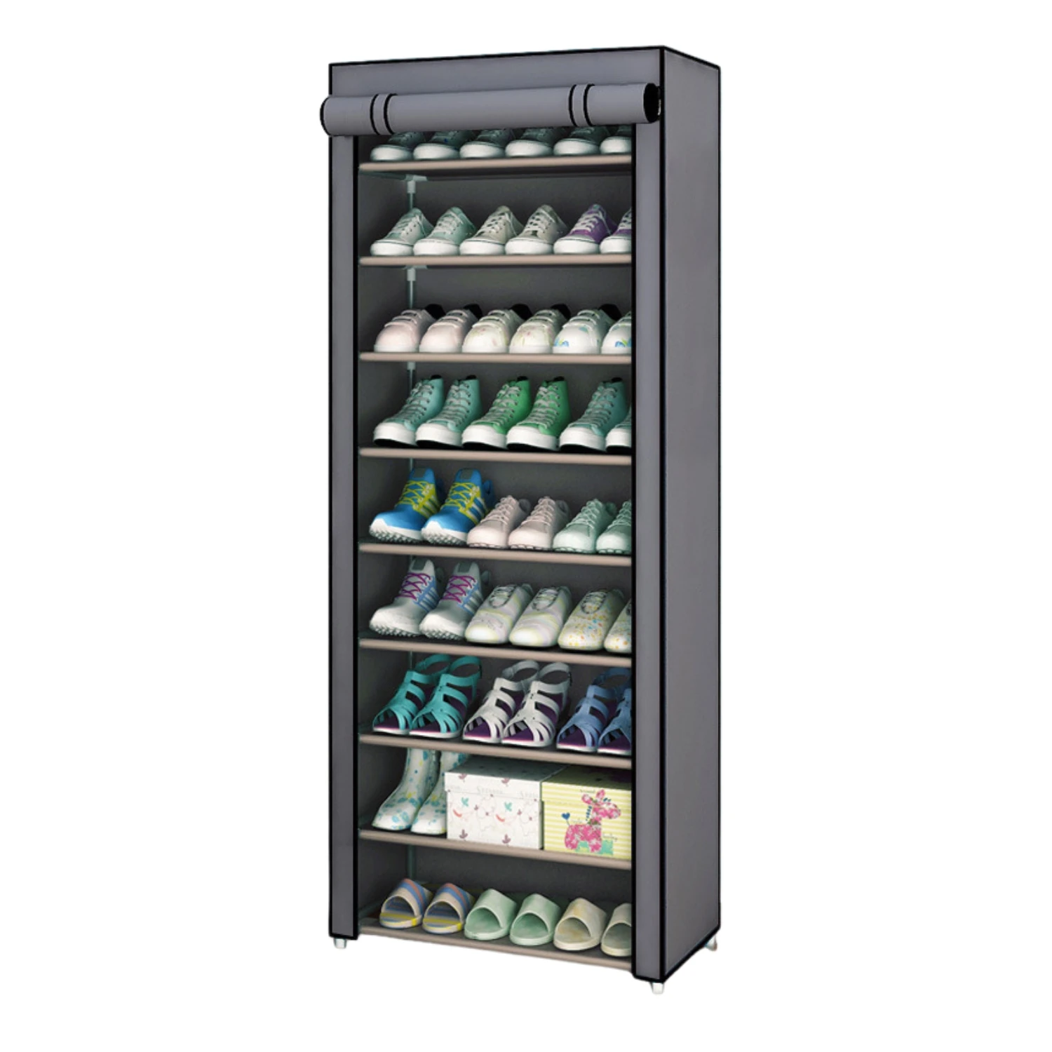Zapatero, Organizador de Zapatos, Multinivel, Armario de zapatos, Textil de tela, Tubo de metal plegable, Zapatero Vertical, Compacto, Portátil para Entrada, Recibidor, Sala de Estar, Ligero,