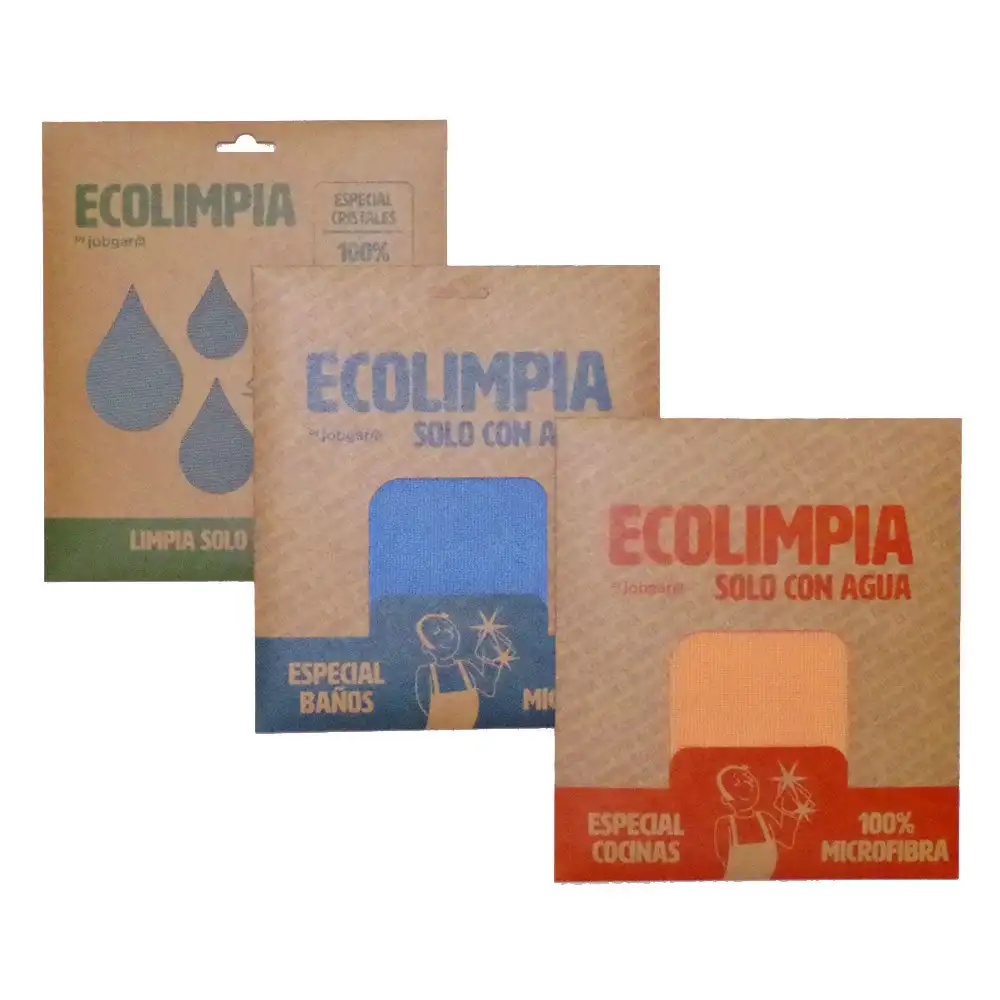 10XDIEZ Pack 3 bayetas ecolimpia 3 colores - Absorbentes y duraderas, ideales para la limpieza diaria en el hogar y superficies delicadas