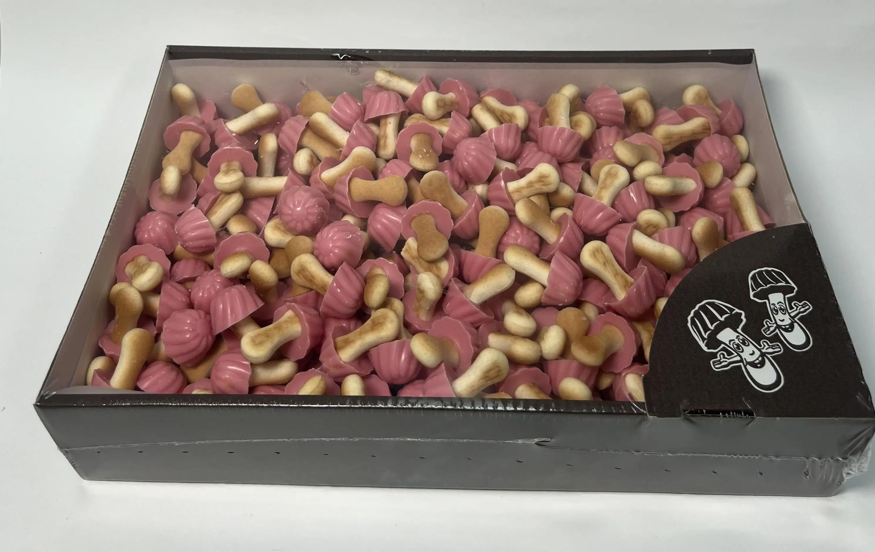 FUNNY MUSHROOMS SETITAS DE CHOCOLATE FRESA MILTONAS ESTUCHE 1 kg (250 setitas)