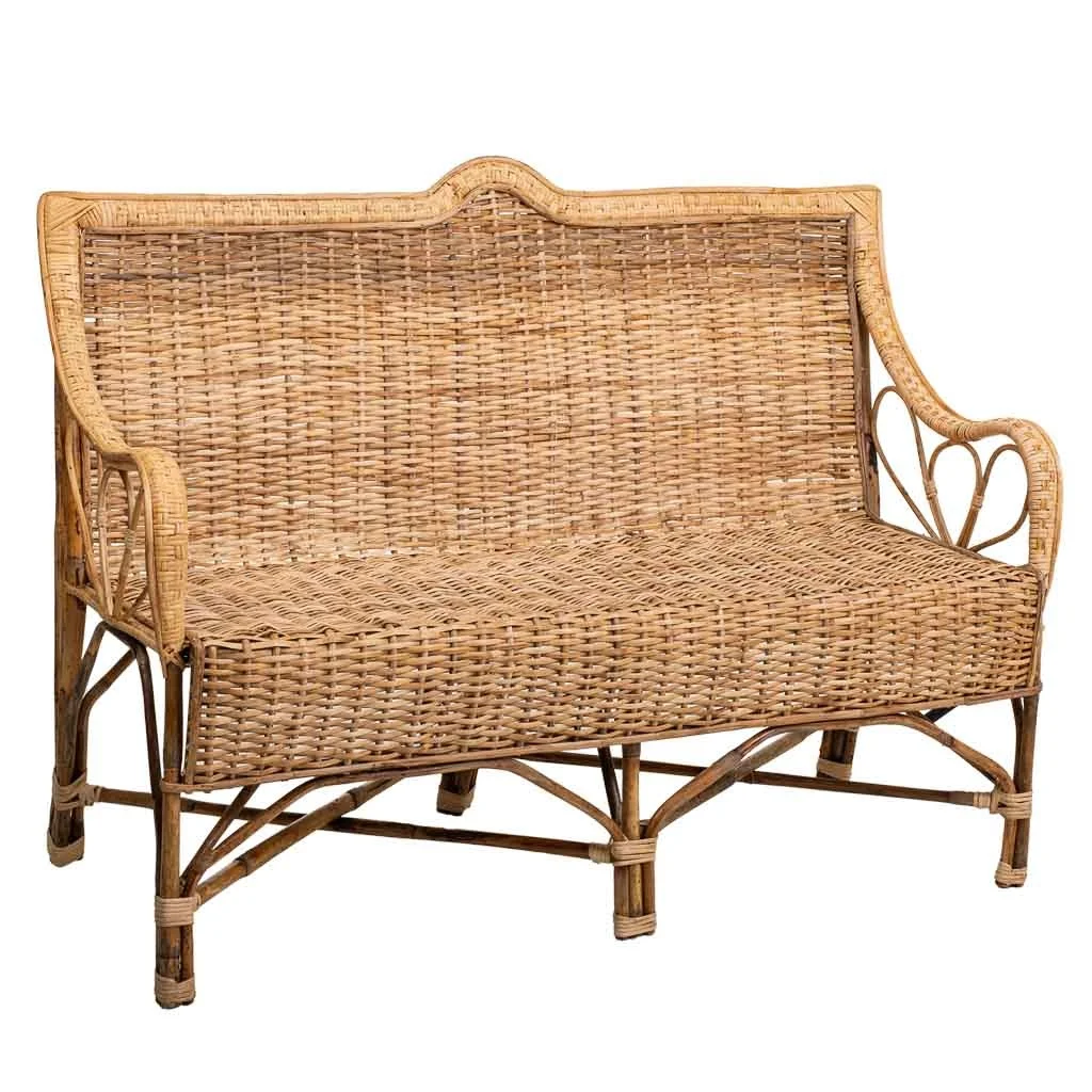 WANDERLUST DECO Sofá de Bambú y Ratán para Exterior 130x48x99h Cm - Resistente a la Intemperie