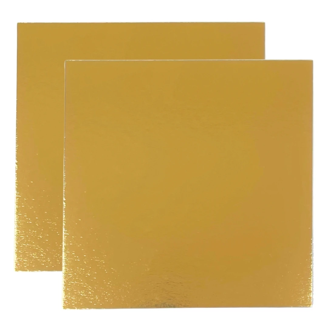 Bases Cuadradas para Tartas - 30x30 cm - Pack de 10 - Be Your Packer - Soporte Expositor en Cartón para Bizcochos, Pasteles y Dulces - Color Dorado