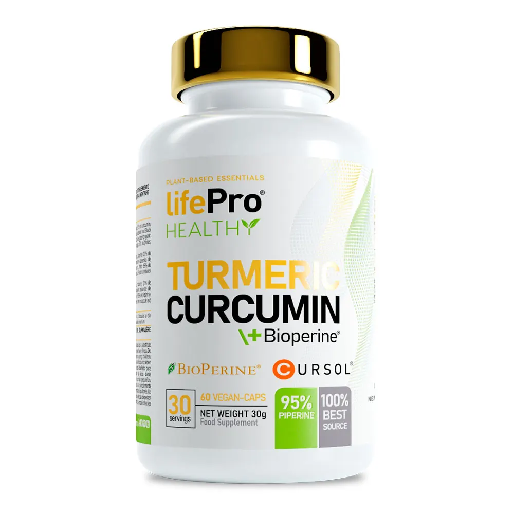 LIFE PRO NUTRITION TURMERIC CURCUMIN +BIOPERINE 60 VEGANCAPS - Efecto Antioxidante - Combate Radicales Libres