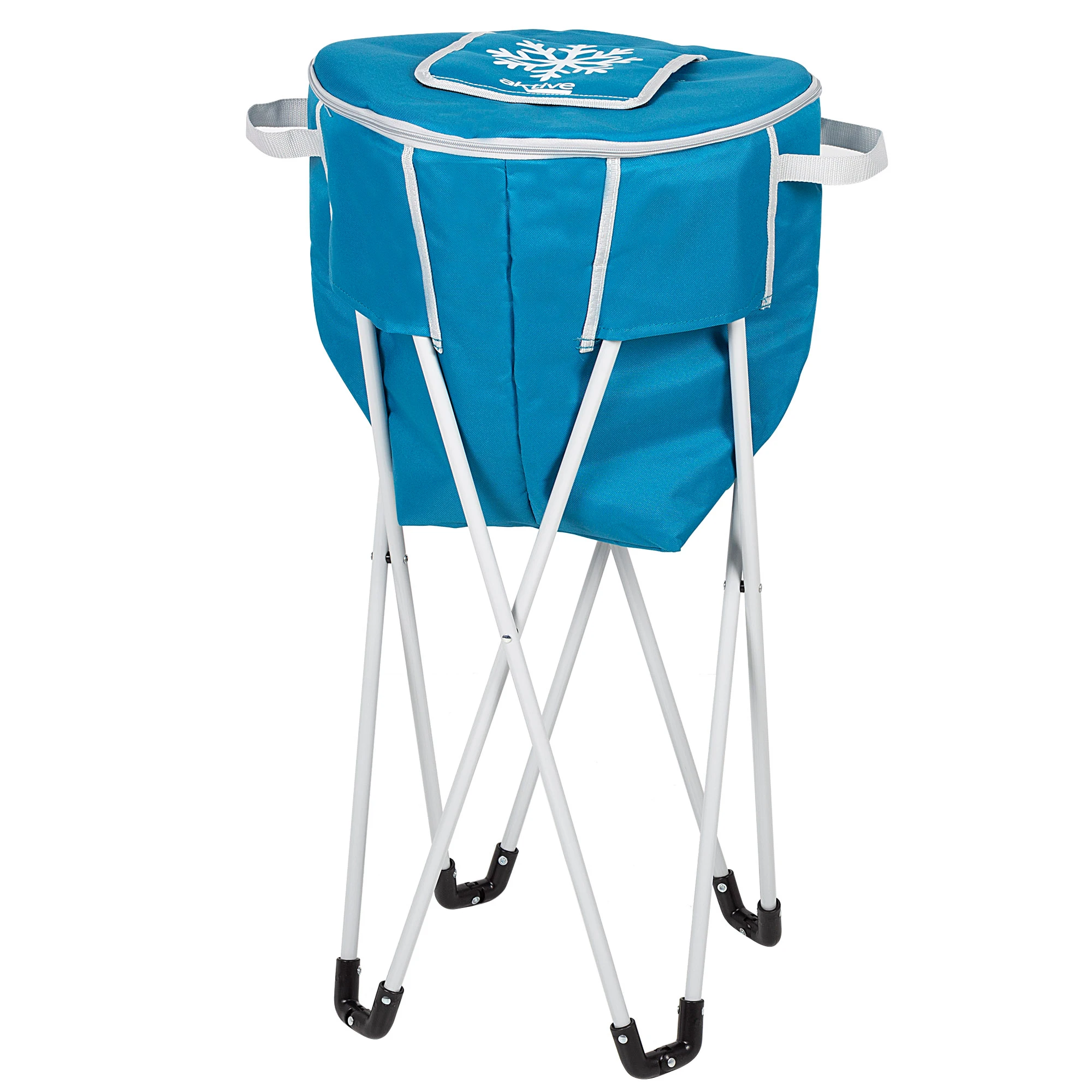 Nevera portátil plegable c/soporte para camping Aktive, Nevera portátil elevada portátil y plegable Aktive, medidas Ø44x35x84 cm, impermeable de fácil transporte.