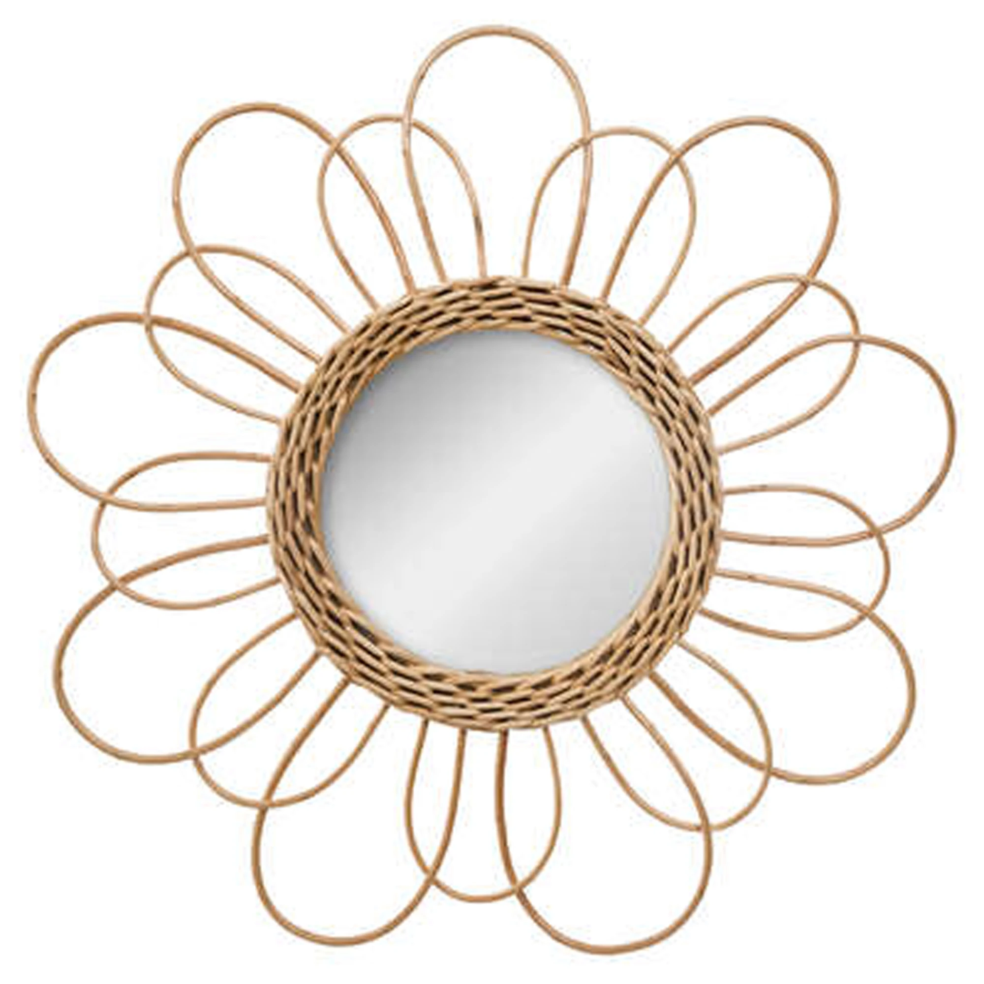 Atmosphera Espejo de Ratán con Diseño de una Flor - 38cm - Color Beige