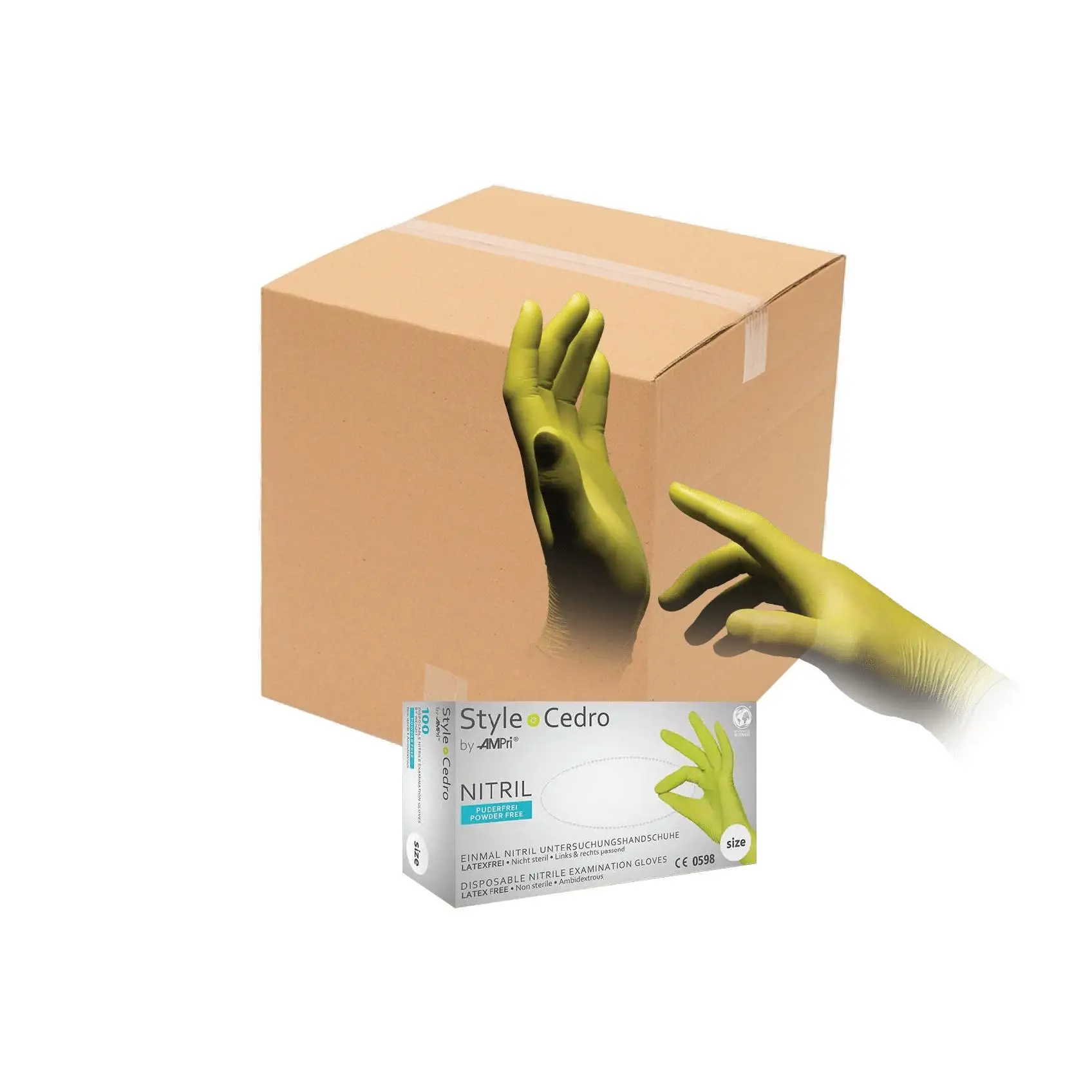 AMPRI - PACK 10 CAJAS DE 100 Guantes de nitrilo,sin polvo,color cedro, LIQUIDACION STOCK, CADUCIDAD