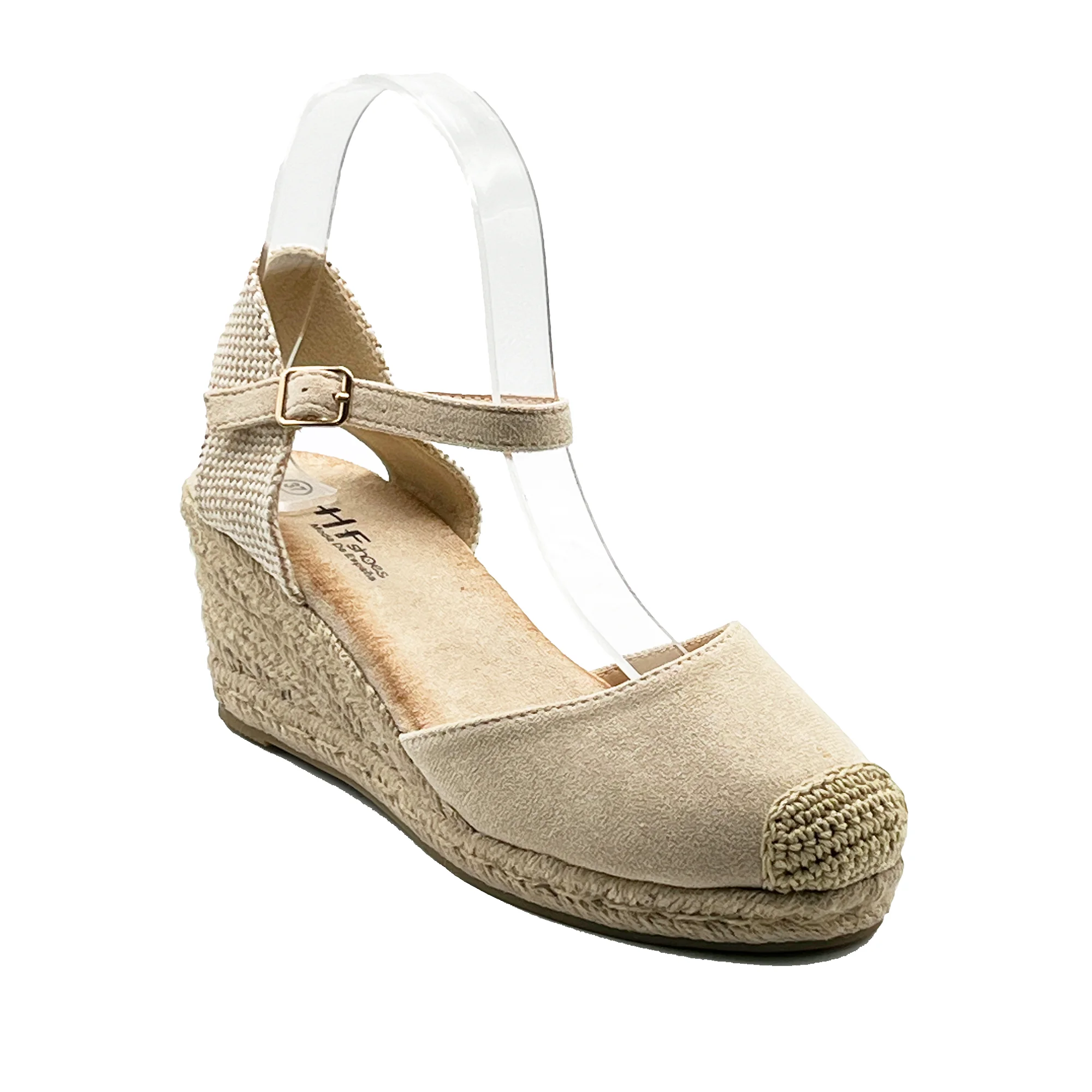 JZ Hermanos Zapato de Estilo Alpargata con Tacón de Esparto Trenzado