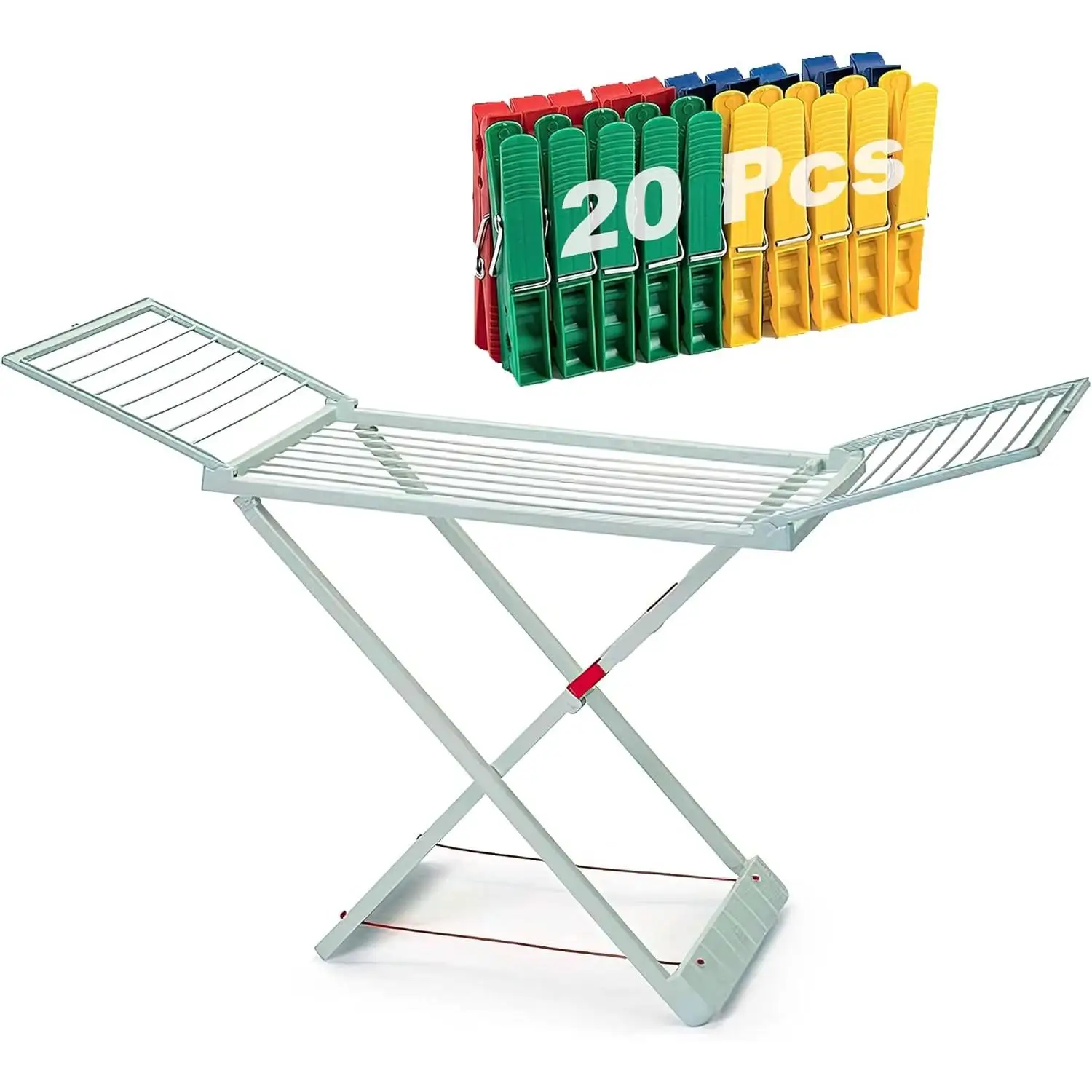 KingnetStore - Tendedero de Ropa con Alas, 20m Espacio Tendido X-Legs, 20 pinzas de ropa incluida, 180 x 108 x 55 / 129 x 54 x 7,3 CM, Tendedero Plegable - Tendedero Extensible - Tendedero