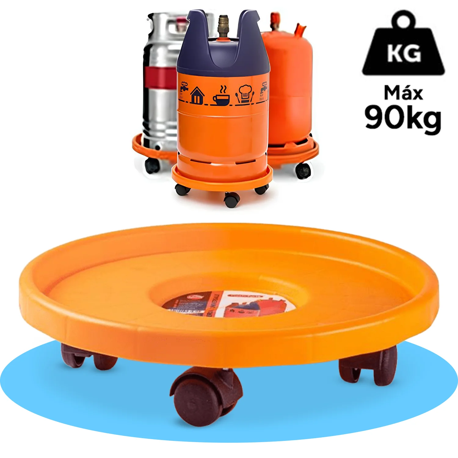 Carro Porta Bombonas con Ruedas Pivotantes, Soporte 31.5 cm, 90 kg 🛒