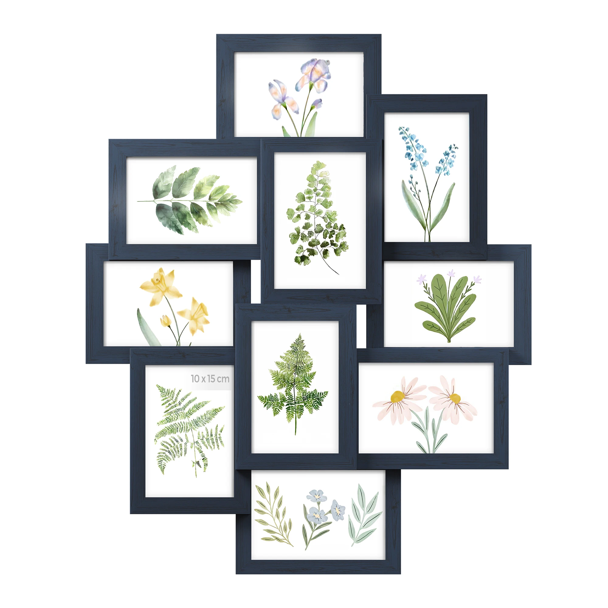 Songmics photo frame collage, 10 10x15cm photo frames, photo frames for wall, multiple frames, wall decor, navy blue/natural beige/cloud white/rustic brown/ink black