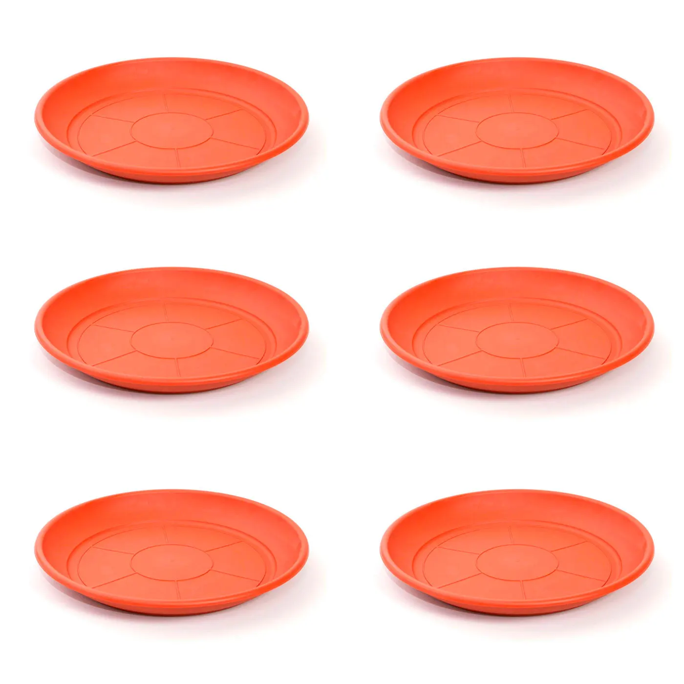 Pack de 6 platos de plástico de color marrón para macetas de 30/40 cm "mediterránea". Set de 6 bandejas redondas para tiestos válidas para interior o exterior. Juego de 6 piezas para jardinería