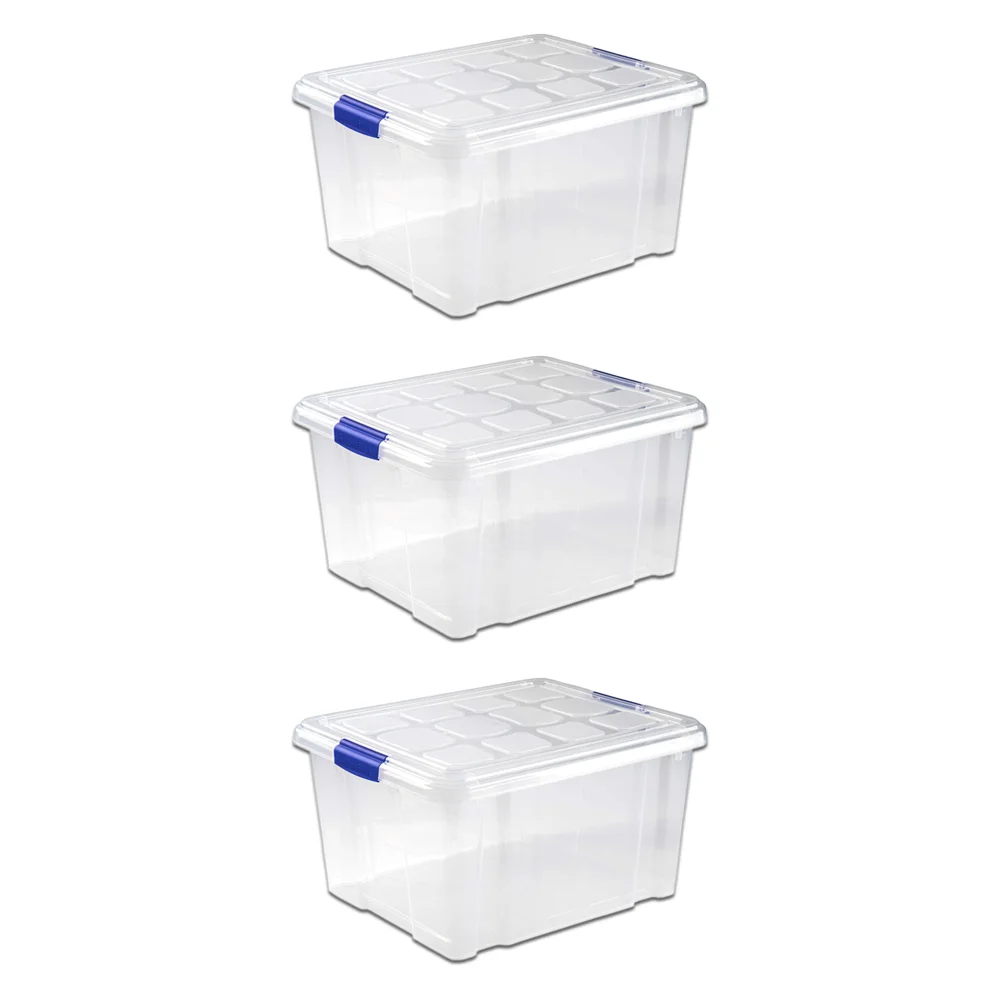 TRESV Set 3 Cajas de Ordenación TRESV 4L,5L,8L,12L,16L,25L y 35L Almacenamiento Plástico Transparente Hermético