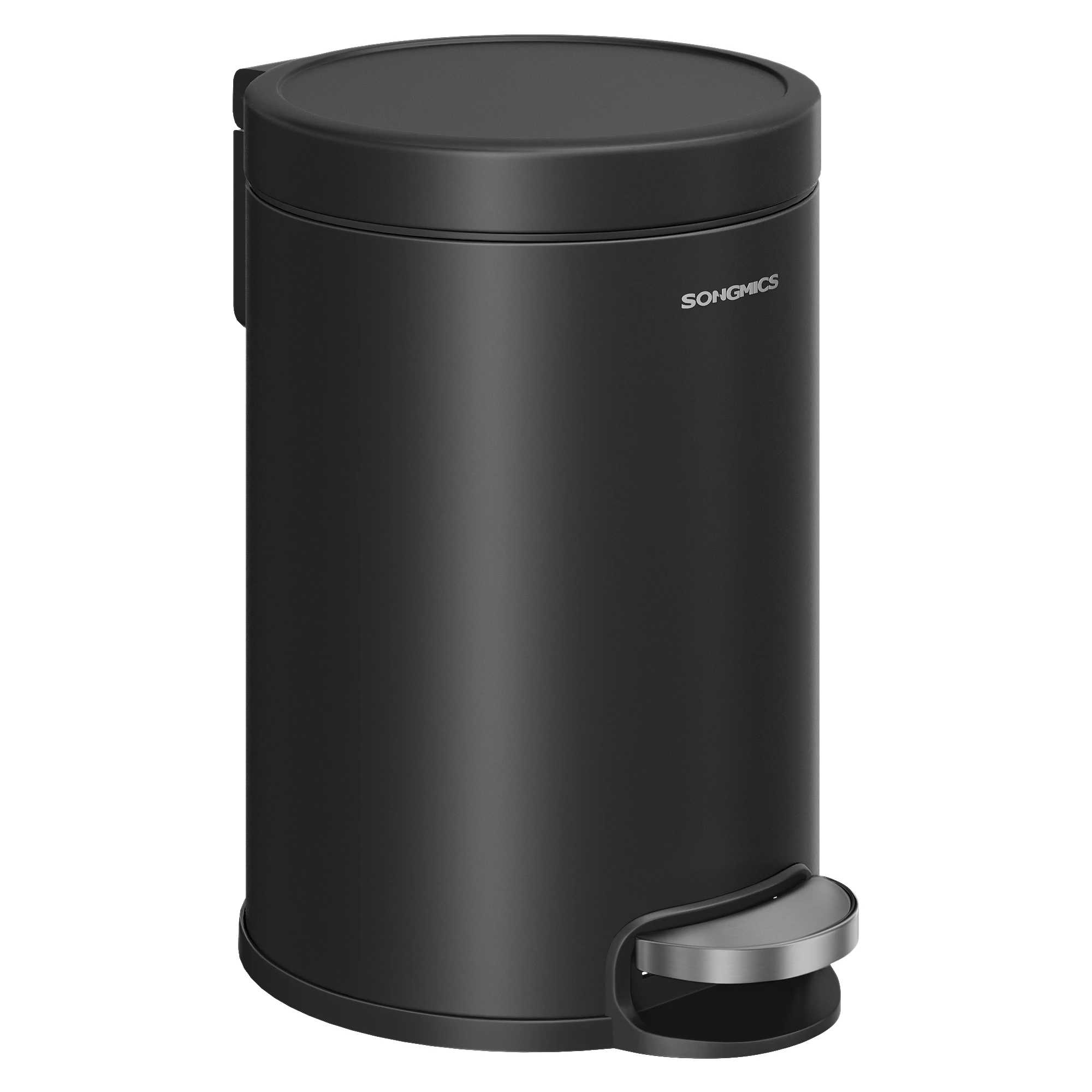 SONGMICS Pattumiera da Bagno, 3L, Cestino in Acciaio con Coperchio a Chiusura Ammortizzata, Contenitore Interno, per Rifiuti, Camera da Letto, Nero Inchiostro/Bianco Nuvola