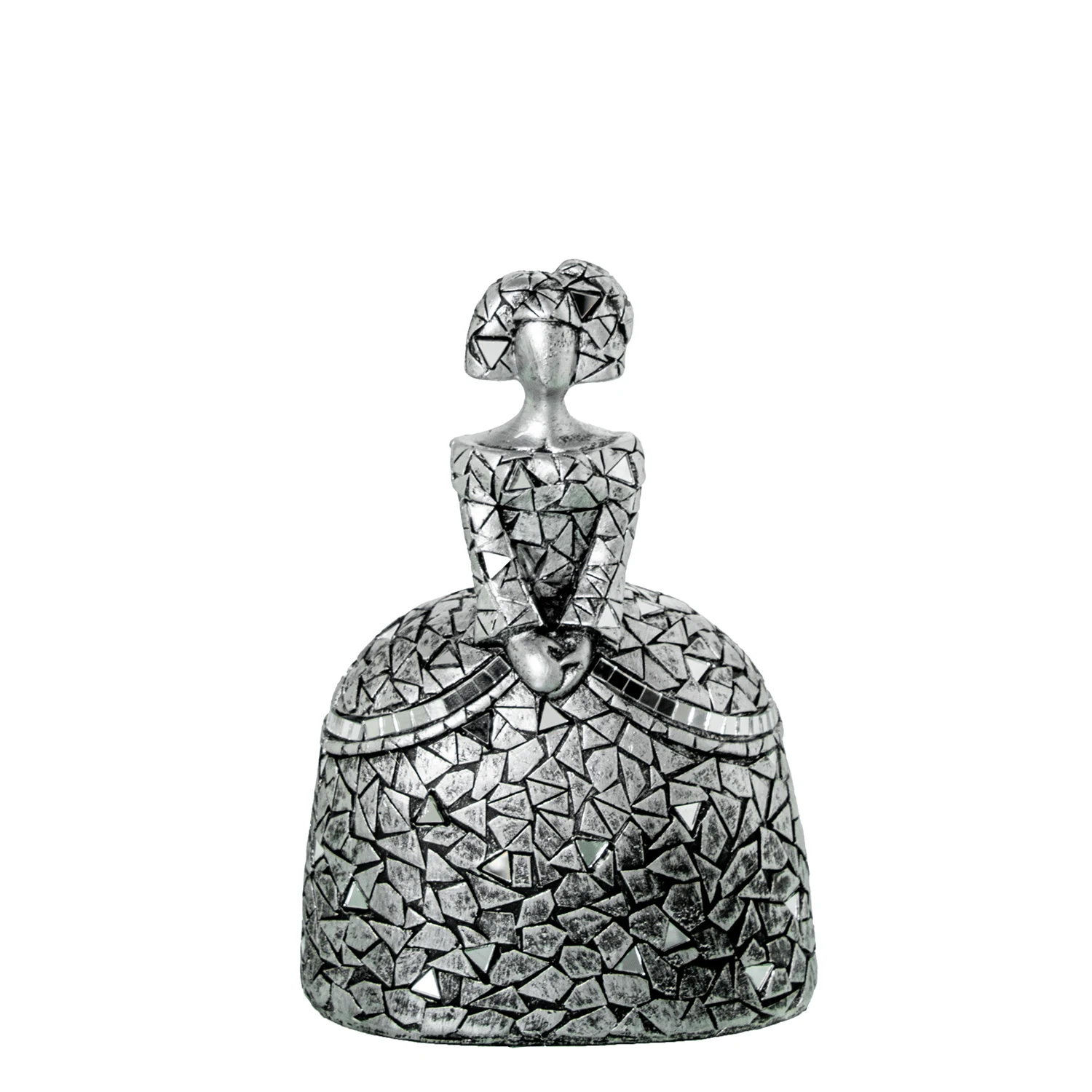 Figura menina 18cm resina plateada 13x9x18cm
