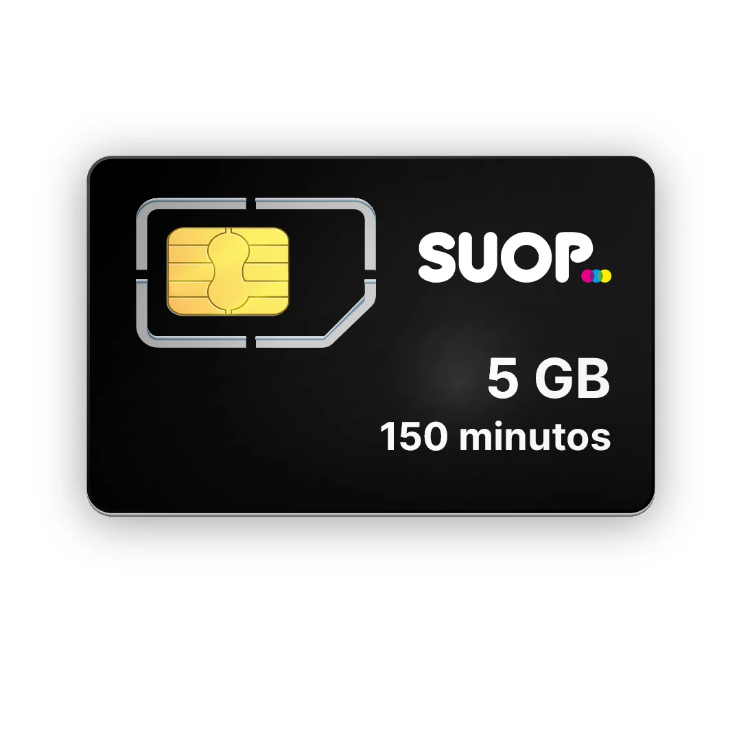 Tarjeta SIM prepago con 5 GB y 150 minutos. Tarjeta prepago sin cuotas. Sin cuenta bancaria.