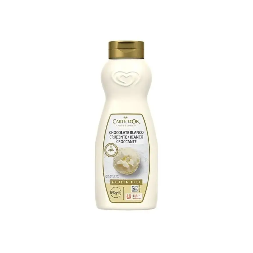 Unilever CARTE D´OR Sirope de Chocolate Blanco Crujiente 900grs - Salsa Sabor Chocolate Blanco - Sin Gluten - Professional