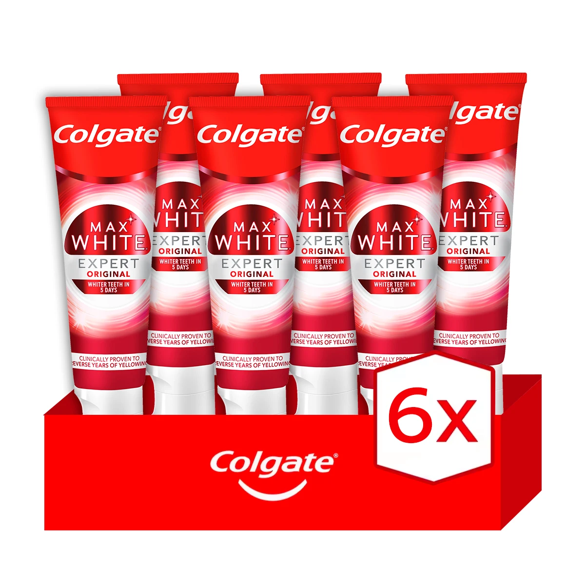 Pasta de Dientes Blanqueadora Colgate Max White Expert Original 75 ml. Pack de 6