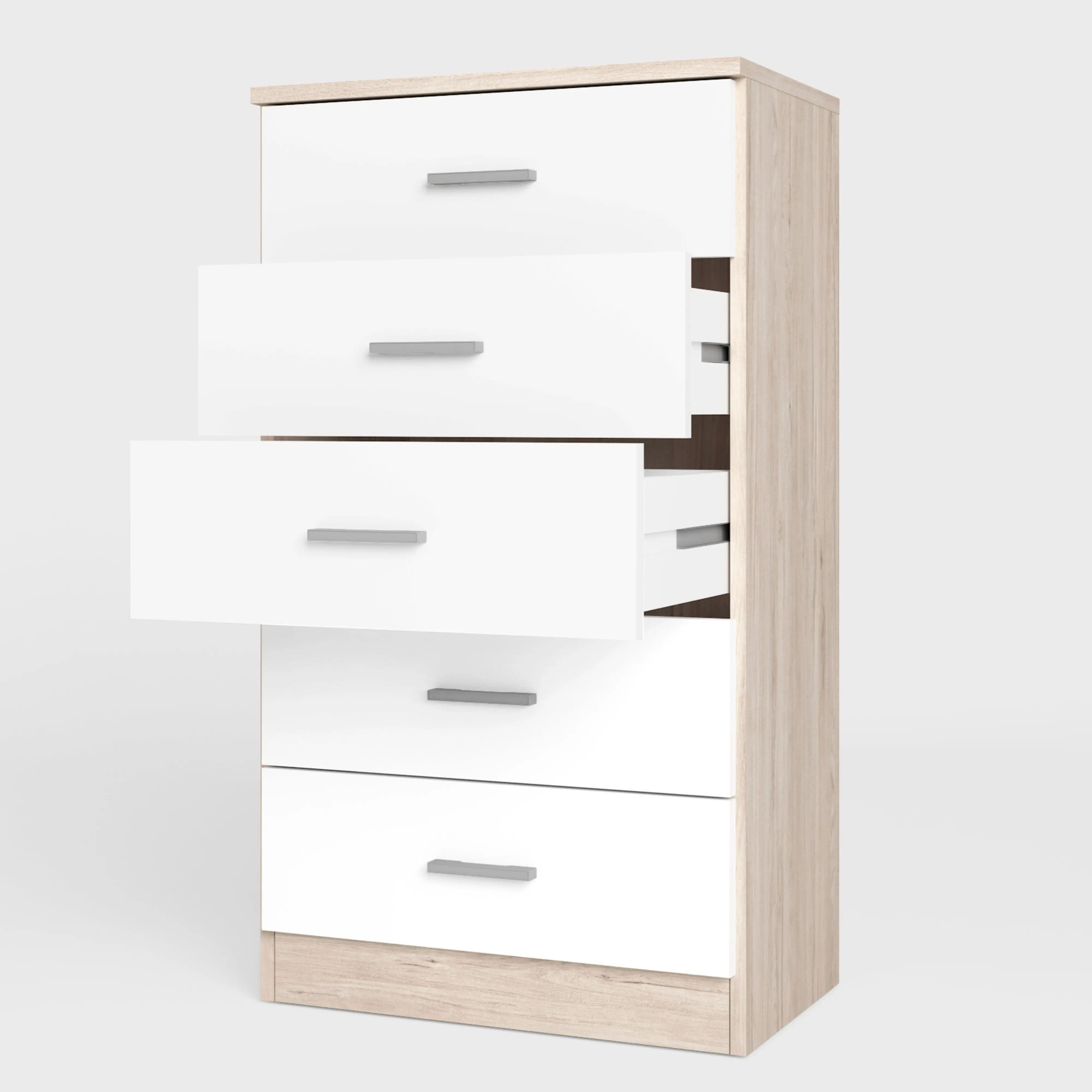 Miroytengo Sinfonier Couple 5 cajones cajonera dormitorio sahara blanco mate 50x90x33cm