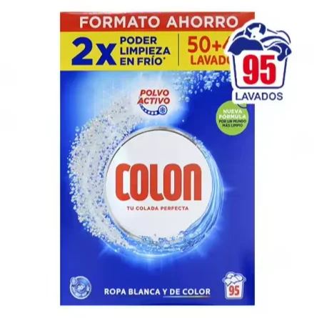 Colon - Detergente en Polvo para Lavado de Ropa, 95 Dosis, Ideal para Ropa Blanca y de Color