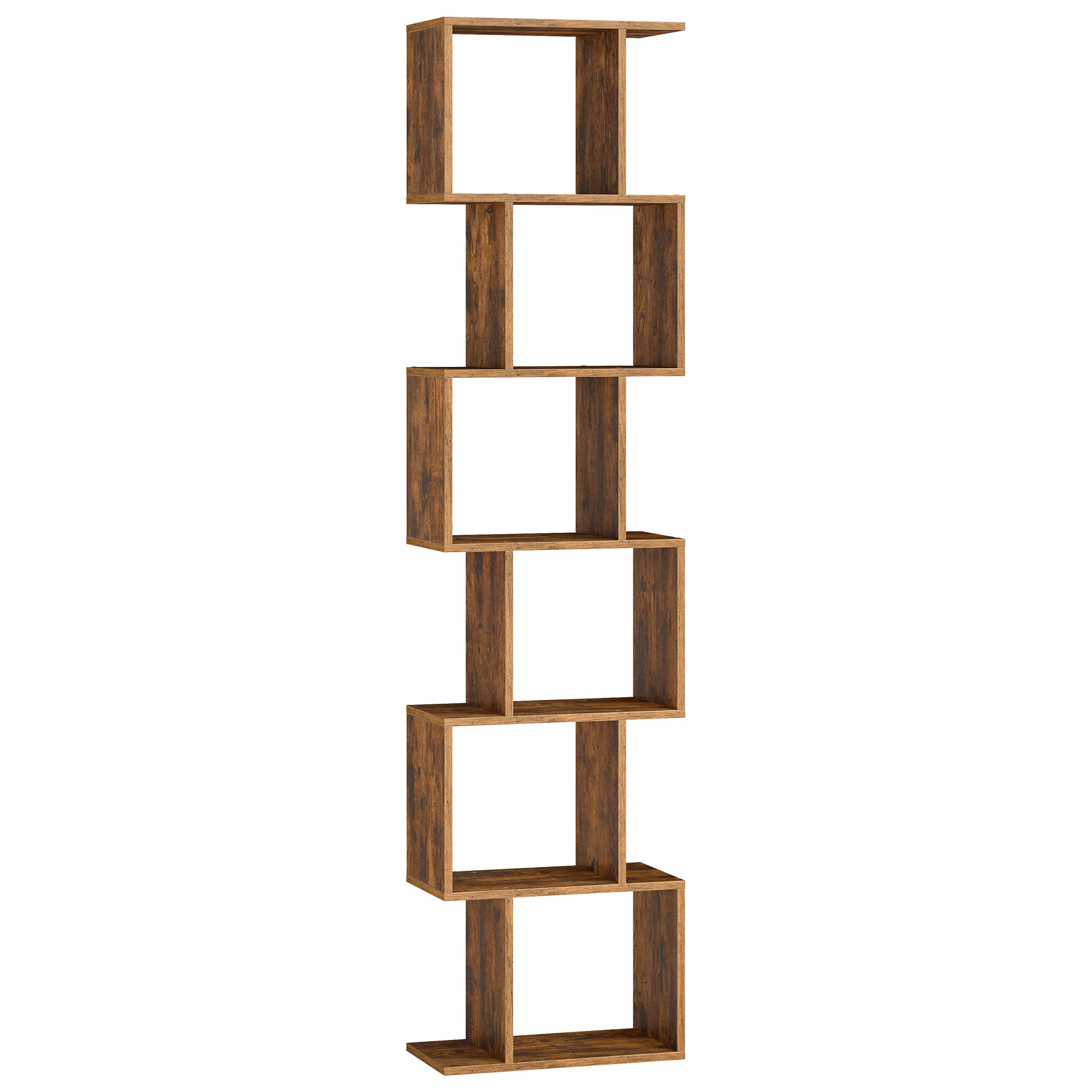 VASAGLE Libreria, Libreria a 6 Ripiani, 20 x 40 x 191 cm, Scaffale, Libreria, Moderna, Divisoria d’Spazio, Soggiorno, Camera da Letto, Studio, Ufficio, Marrone Rustico/Bianco Opaco