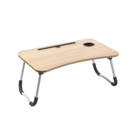 Mesa Ordenador Plegable Color Madera 60 x 40x 26cm Mesa para Portatil Cama, Mesa Ordenador Ranura para Taza, Soporte para Tablet, Mesa para Cama, Sofa, Suelo 29267