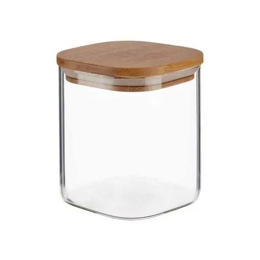 Set de 2/4 Tarros de Vidrio Cuadrados con Tapa de Bambú - Herméticos, Resistentes y Elegantes | Capacidades desde 600ml hasta 1400ml | Diseño Moderno y Seguro para Alimentos