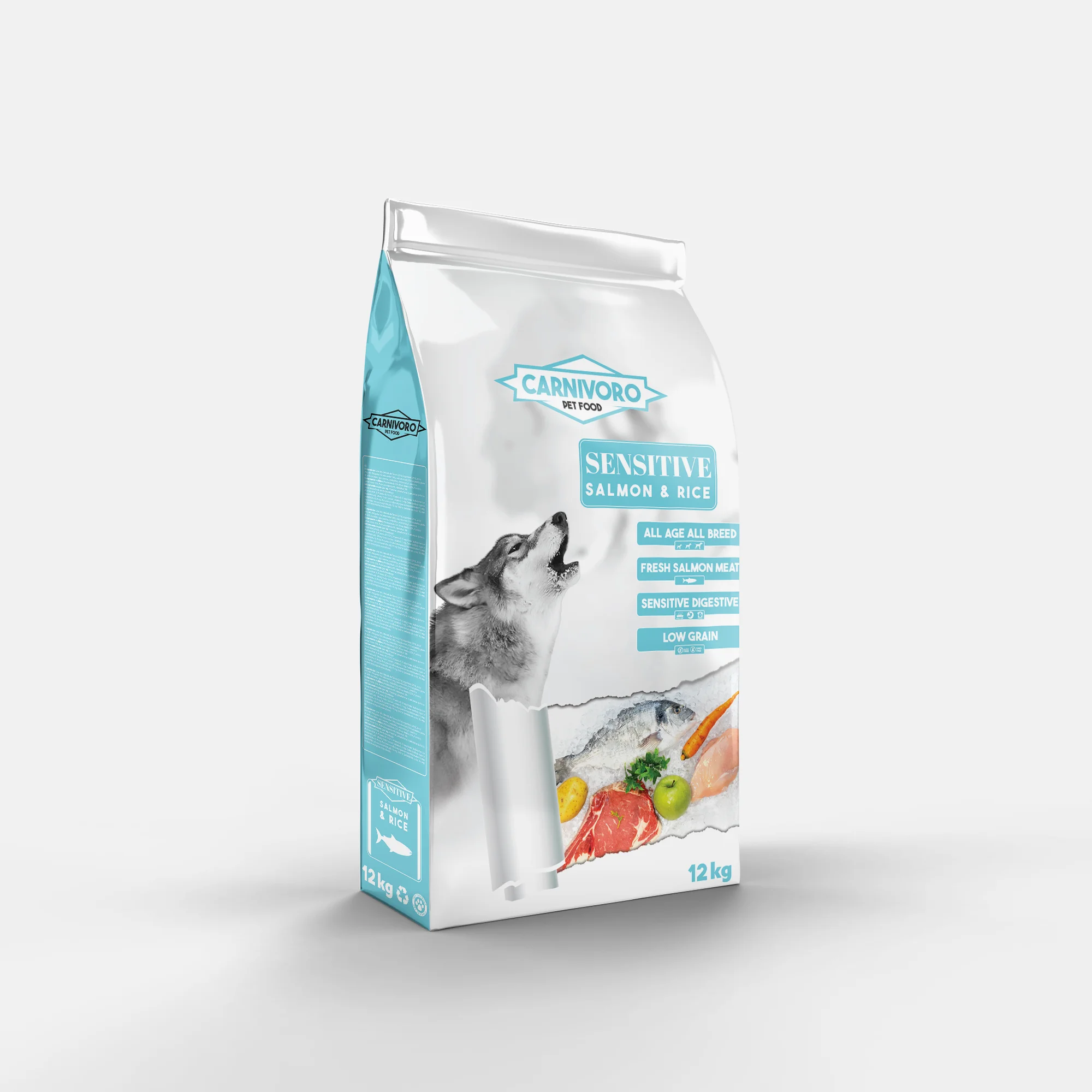 Carnivoro Sensitive Salmon and rice dry food for dogs-high digestibility 12 kg