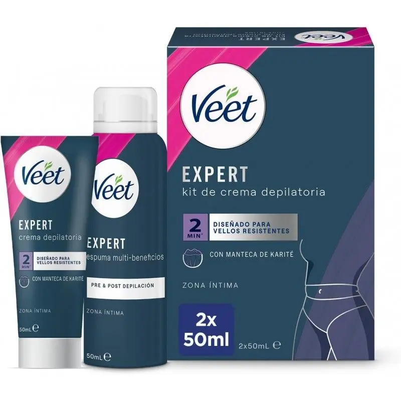 Ninguno Crema Veet Expert Kit De Depilación Zonas Íntimas, Depilatoria 50 Ml Y Espuma 50 Ml - Veet