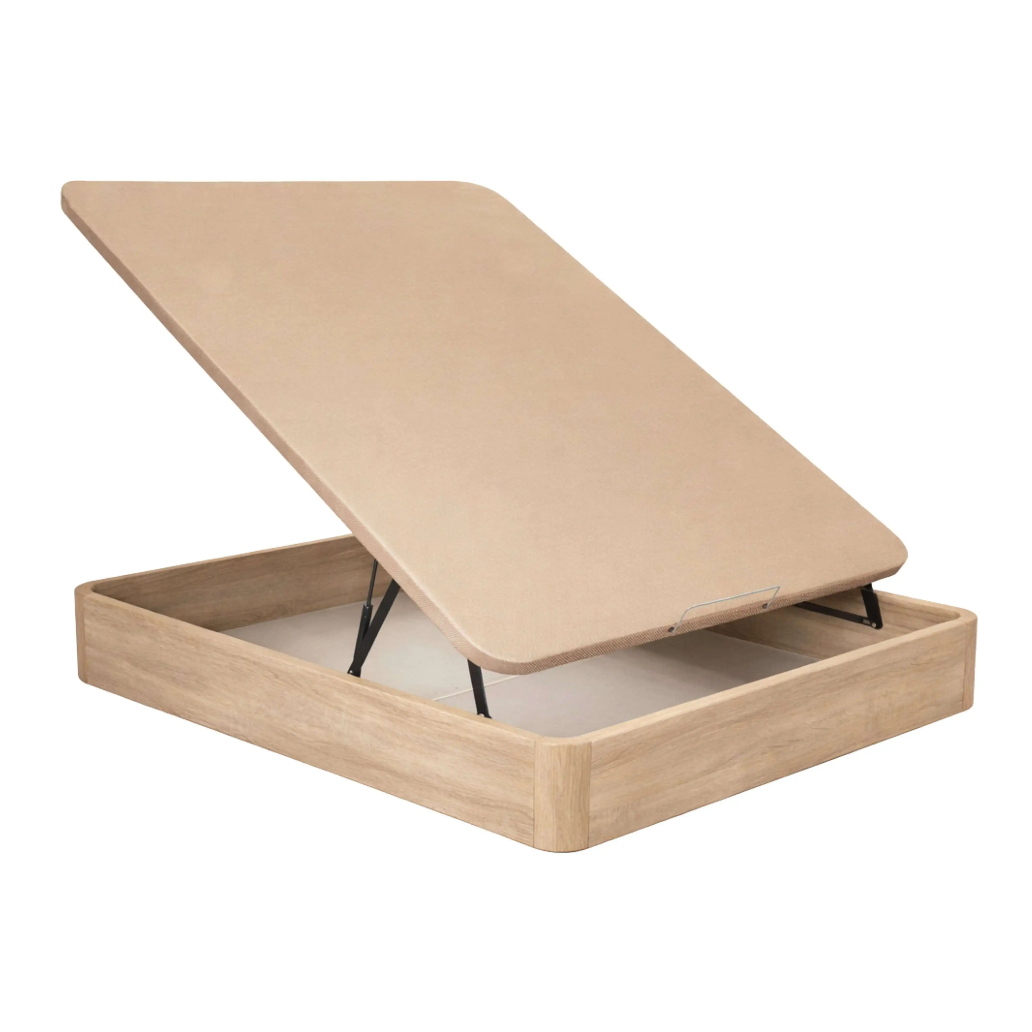 Miroytengo Canapé 90x190 cm Raso Roble Cambrian melamina base tapizada 2 bisagras hidráulicas tirador madera maciza 28 cm interior