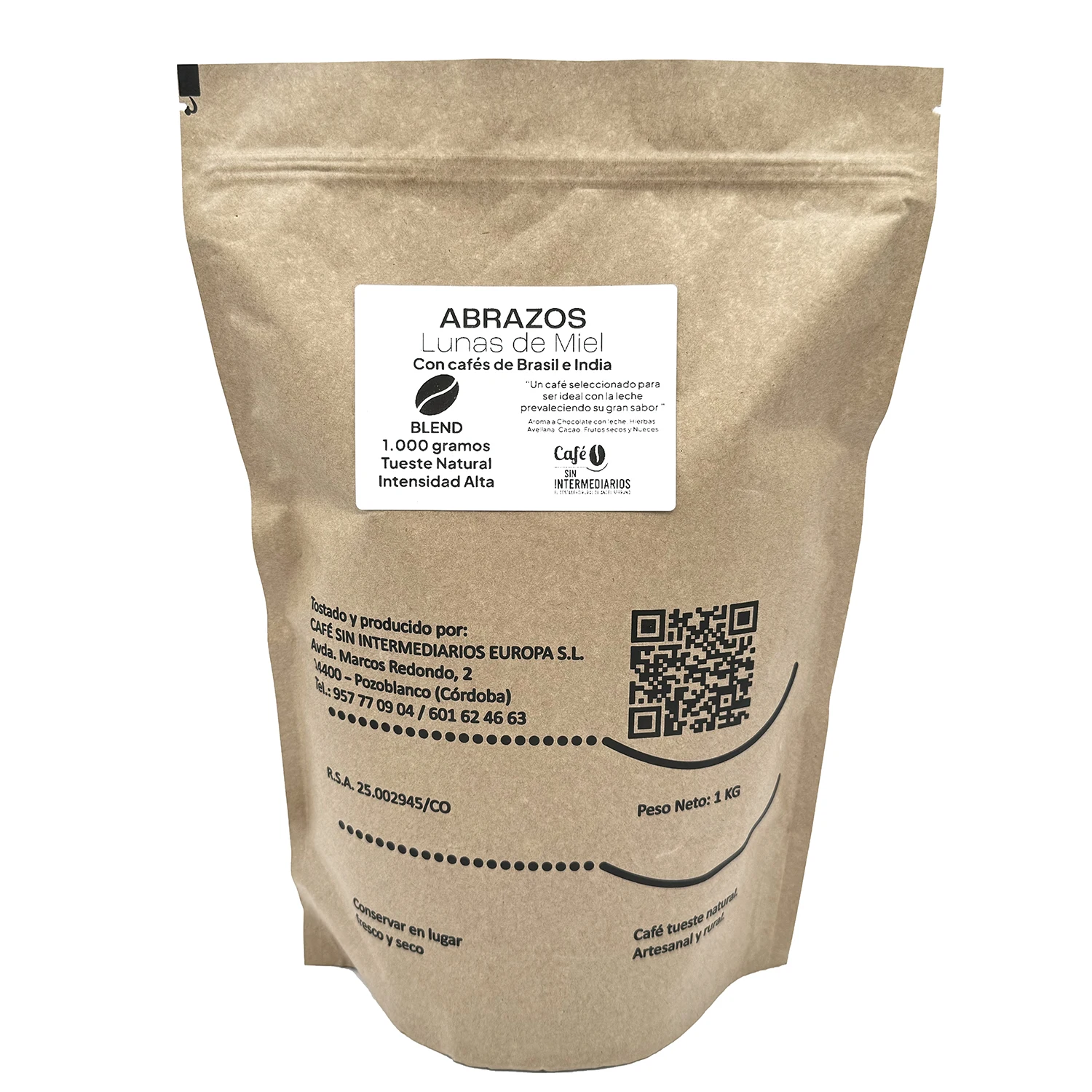 CAFE SIN INTERMEDIARIOS | Abrazos | Tostado semanal | Envasado y molido al envío | Intensidad media | Ideal capuchino