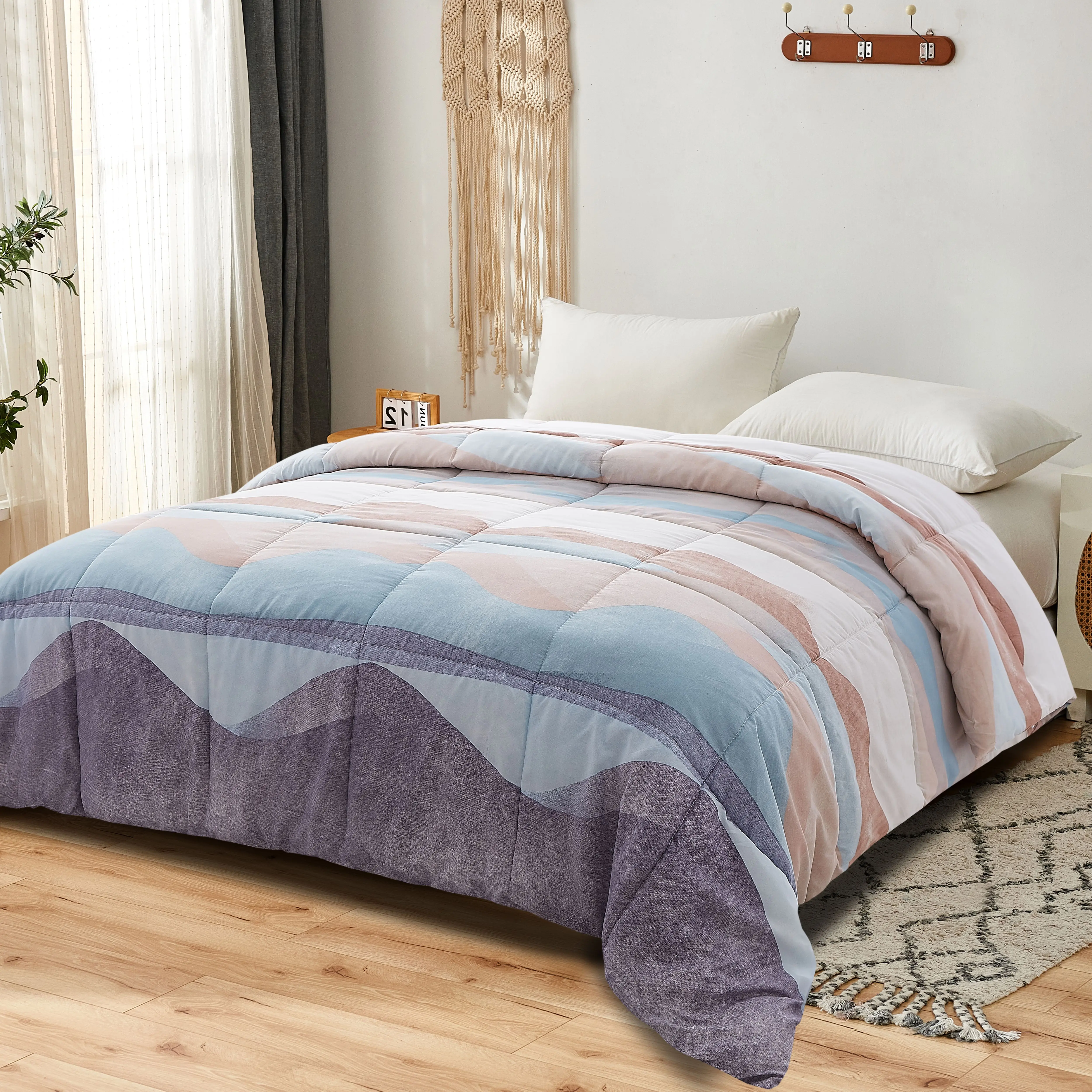 NOVOTEXTIL Reversible Printed Winter Quilt for Beds 90-150 Gram 350g Warm Thermal Effect Feather