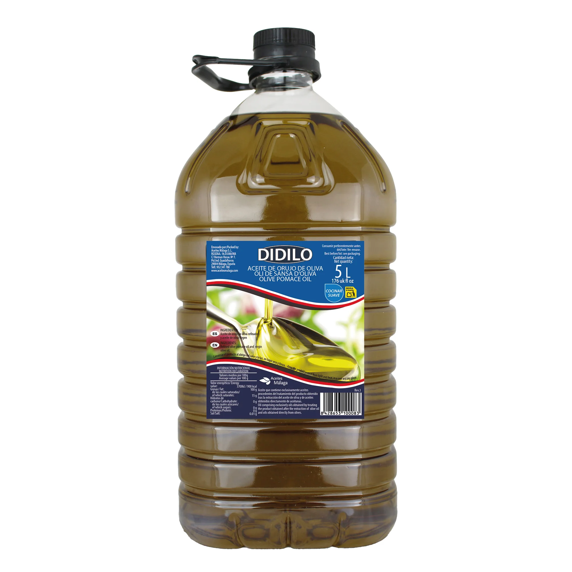 DIDILO ACEITE DE ORUJO DE OLIVA | GARRAFA PET 5L ASA NEGRA | ALTO PUNTO DE HUMO | FRITURAS Y COCINA PROFESIONAL