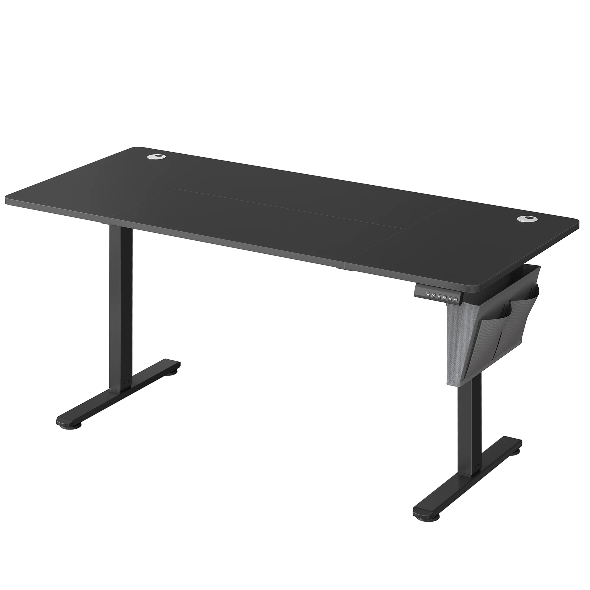 SONGMICS Escritorio Eléctrico, Regulable en Altura, 70 x 160 x (72-120) cm, 4 Alturas de Memoria, Bolsillo de Almacenamiento, para Oficina en Casa, Estudio, Negro Tinta/Marrón Rústico y Negro Tinta/Blanco Nube