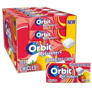 Chicles Orbit refresher's sabor fresa limon 16 uni