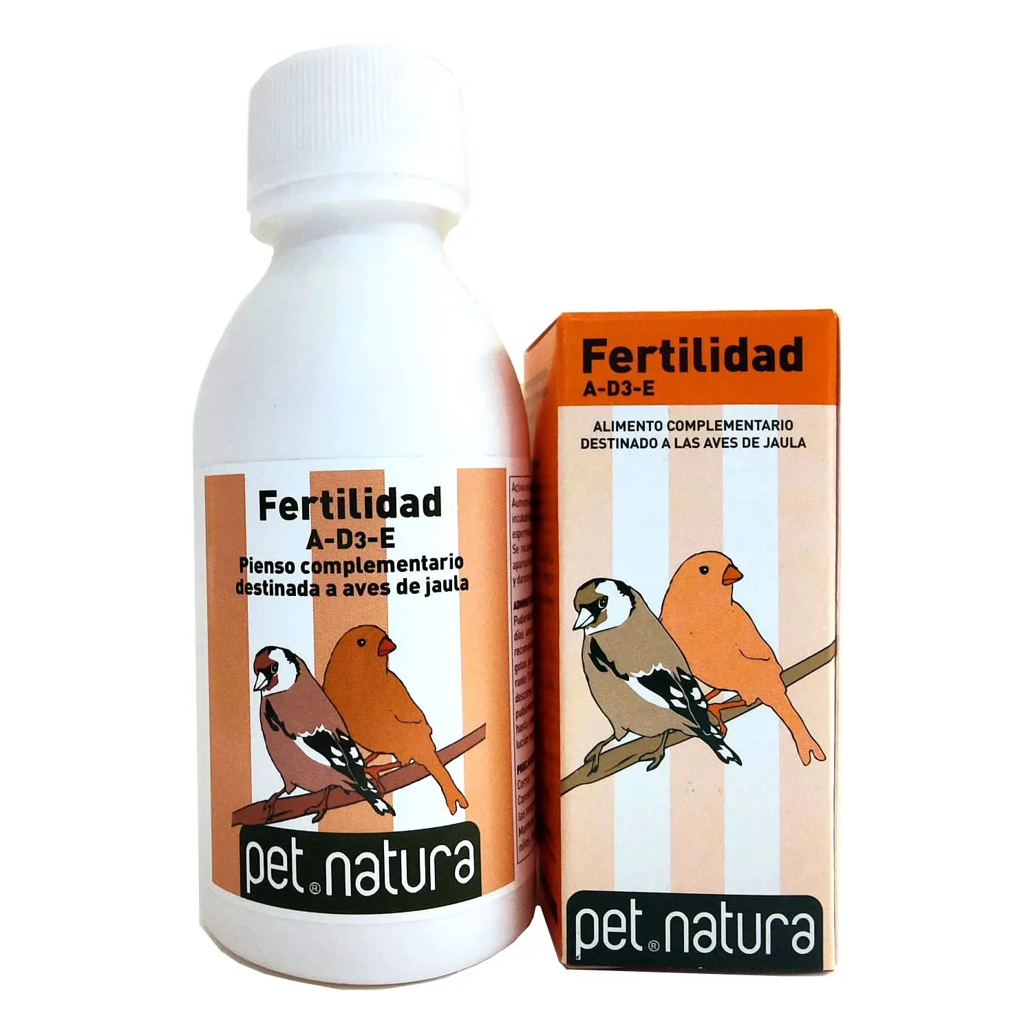 Fertilidad AD3E Petnatura - 25ml o 125ml - Alimento complementario para aves de jaula como canarios, jilgueros, exoticos, palomas, periquitos.. Complejo vitaminico para pajaros