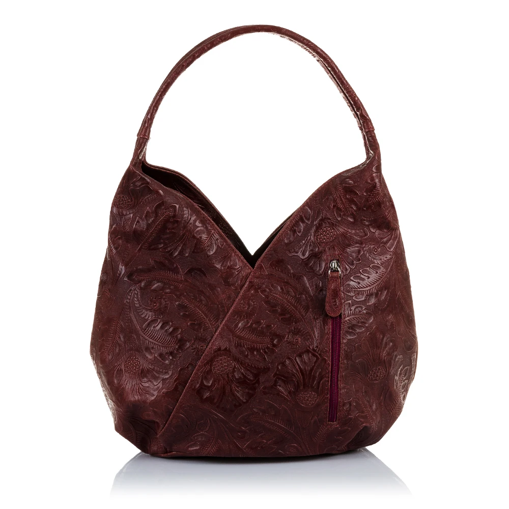 Firenze Artegiani. Jesi Women's Shoulder Bag Genuine Leather Suede Engraved Arabesque Made in Italy. Vera Pelle Italian.