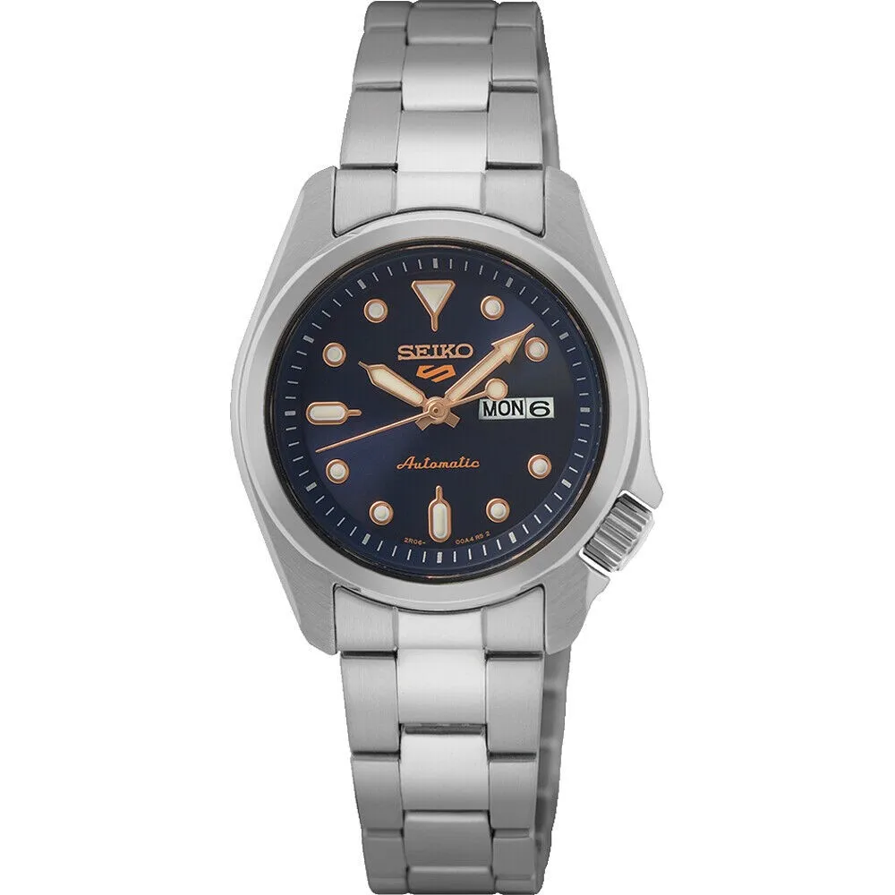 reloj mujer automatico seiko 5 lady sports sre003k1 28mm 100m wr correa de acero