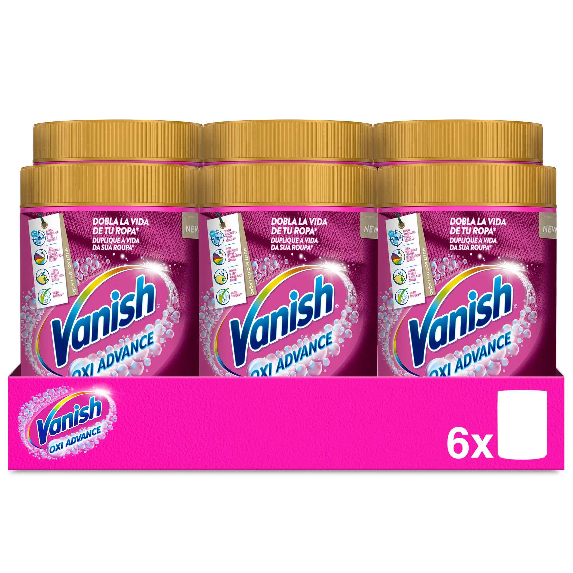 Vanish Oxi Advance Quitamanchas para la ropa, elimina olores, potenciador de Lavado en polvo - 6x400 gr