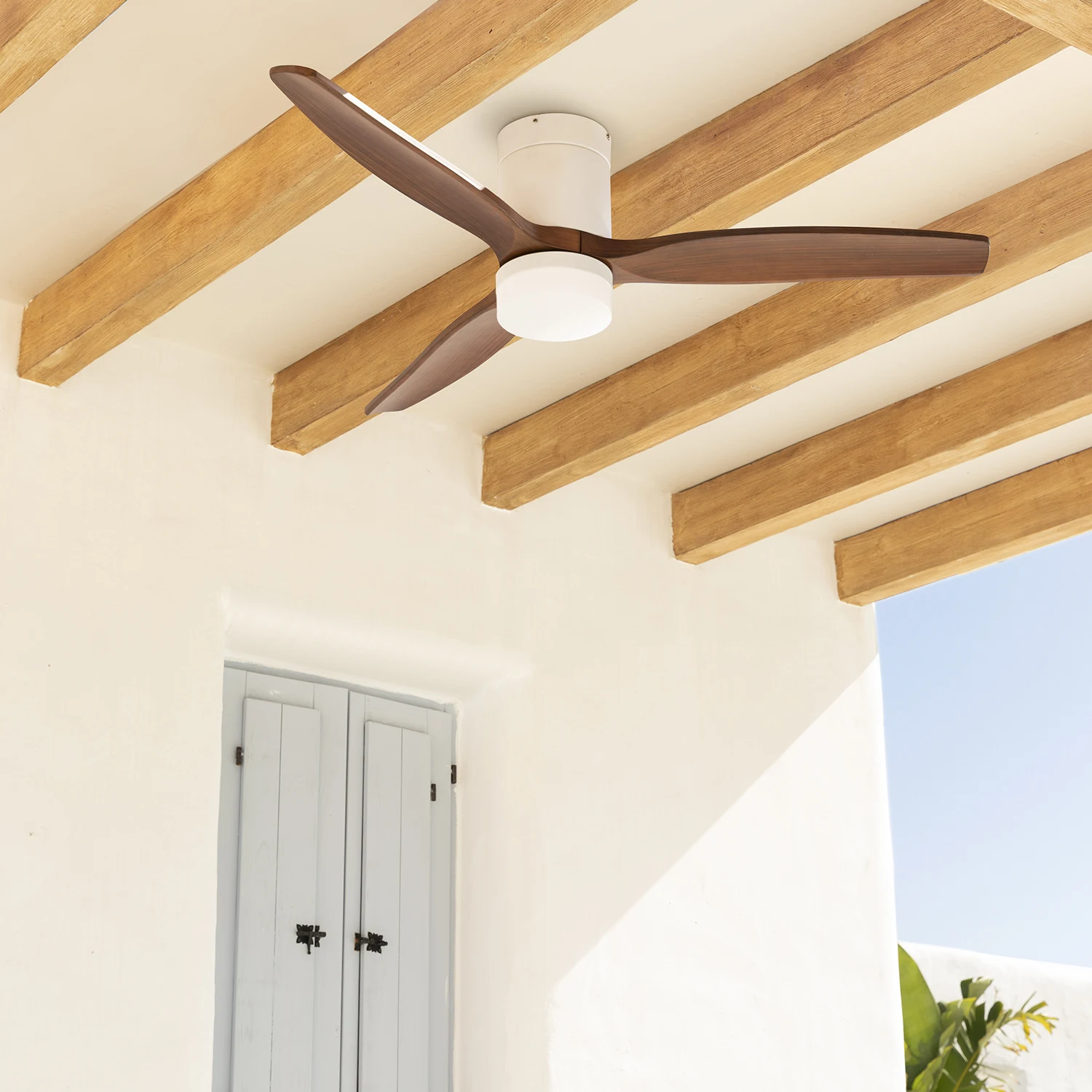 Create outdoor ceiling fan with LED light and remote control