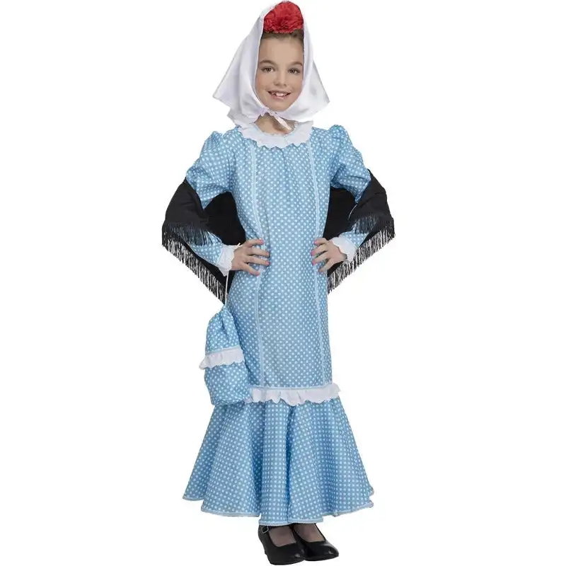 Disfraz de Chulapa azul para niña Kimokawai