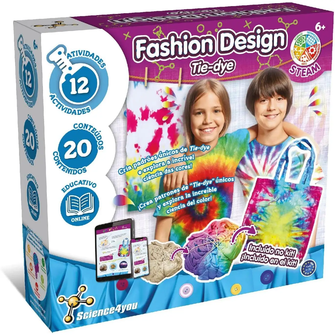 Science4you Fashion Design para Niños, Incluye 12 Actividades y Bolsa Tie Dye