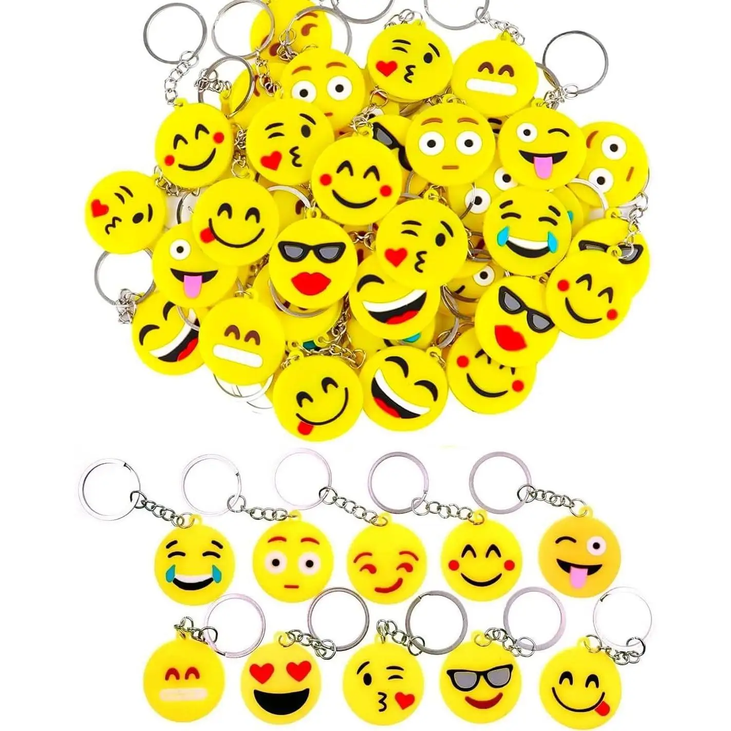 100 Piezas Bolsos Emoji, 10 Patrón Emoji Mini Bolso Emoticon Decoración para Niños Fiesta de Cumpleaños Favores Bolsa de Fiesta (3,5 cm x 8,5 cm)