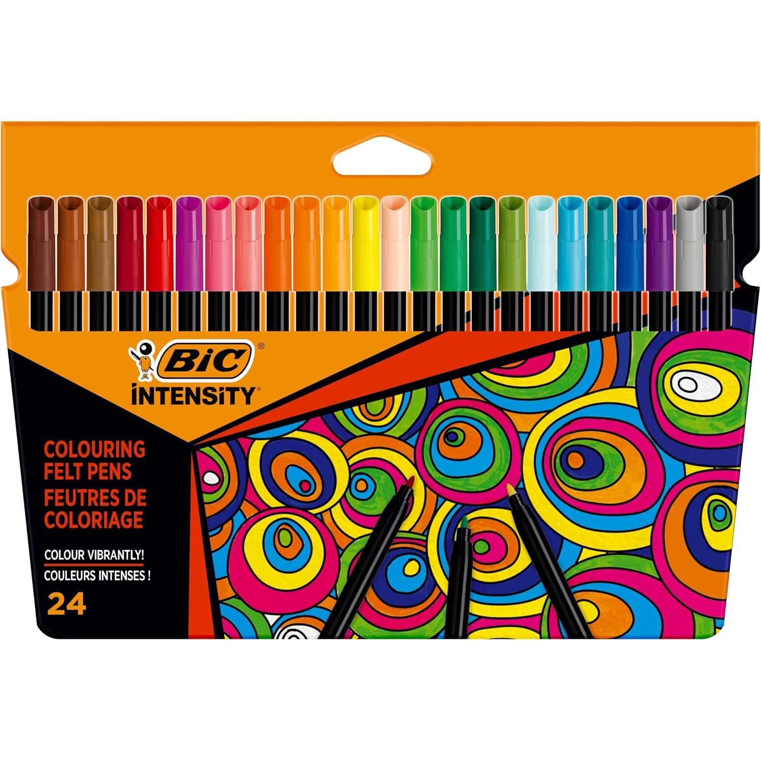Bic intensity washable ink markers with water based and black body - pack of 24 colors
