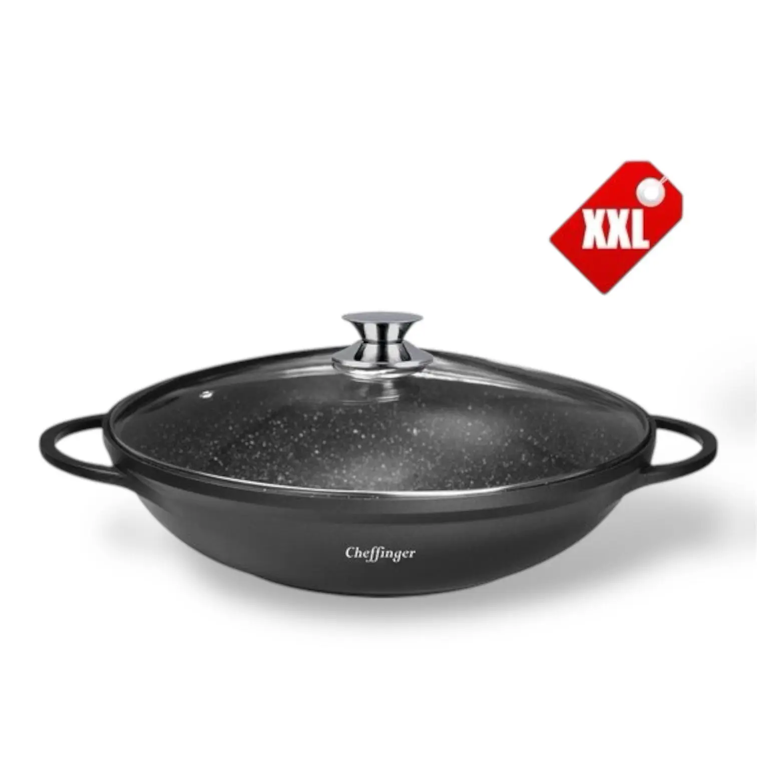 Sartén wok Clevinger Luxury XXL con tapa - 40 cm - 36 CM - Edición Black Line - Inducción