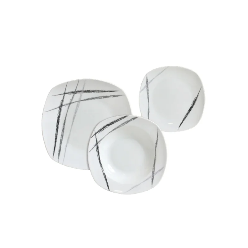 MAXHOME-Juego de vajilla Cuadrado de Porcelana Home Style Scratch 18pz