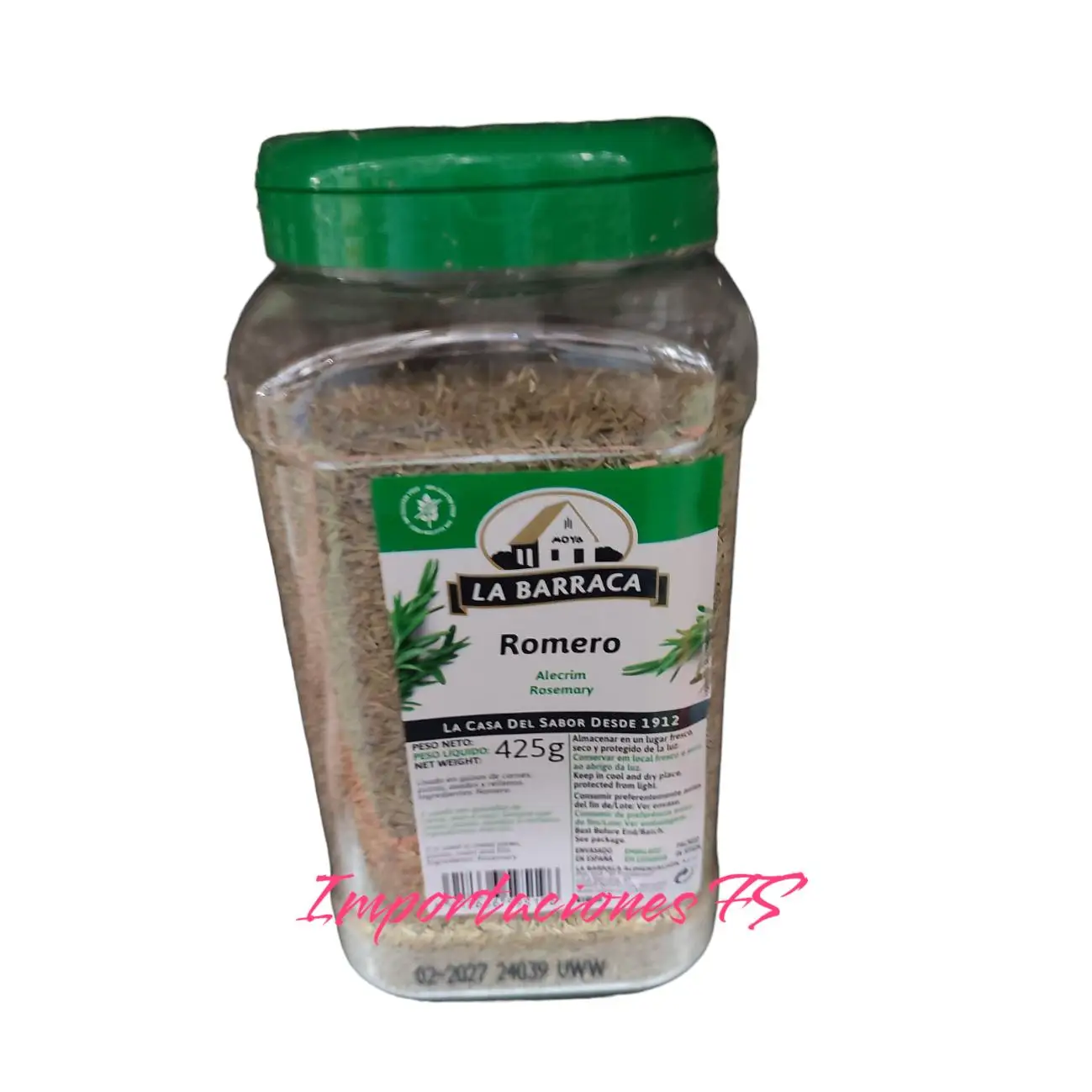 ROMERO HOJAS - LA BARRACA - ALECRIM ROSEMARY - PESO NETO 425 G - ESPECIAS Y CONDIMENTOS - HIERBAS AROMATICAS