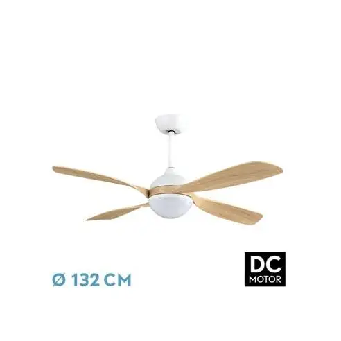 Factory fan DC Livorno 30W White/Beech 4 blades-timer and memory-3250lm-remote Control-efficient and energy saving